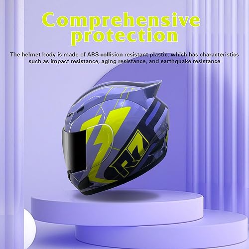 Miniatura 5 de KRN - Casco integral para motocicleta con visera de color negro, aprobado por DOT - Casco balaclava morado