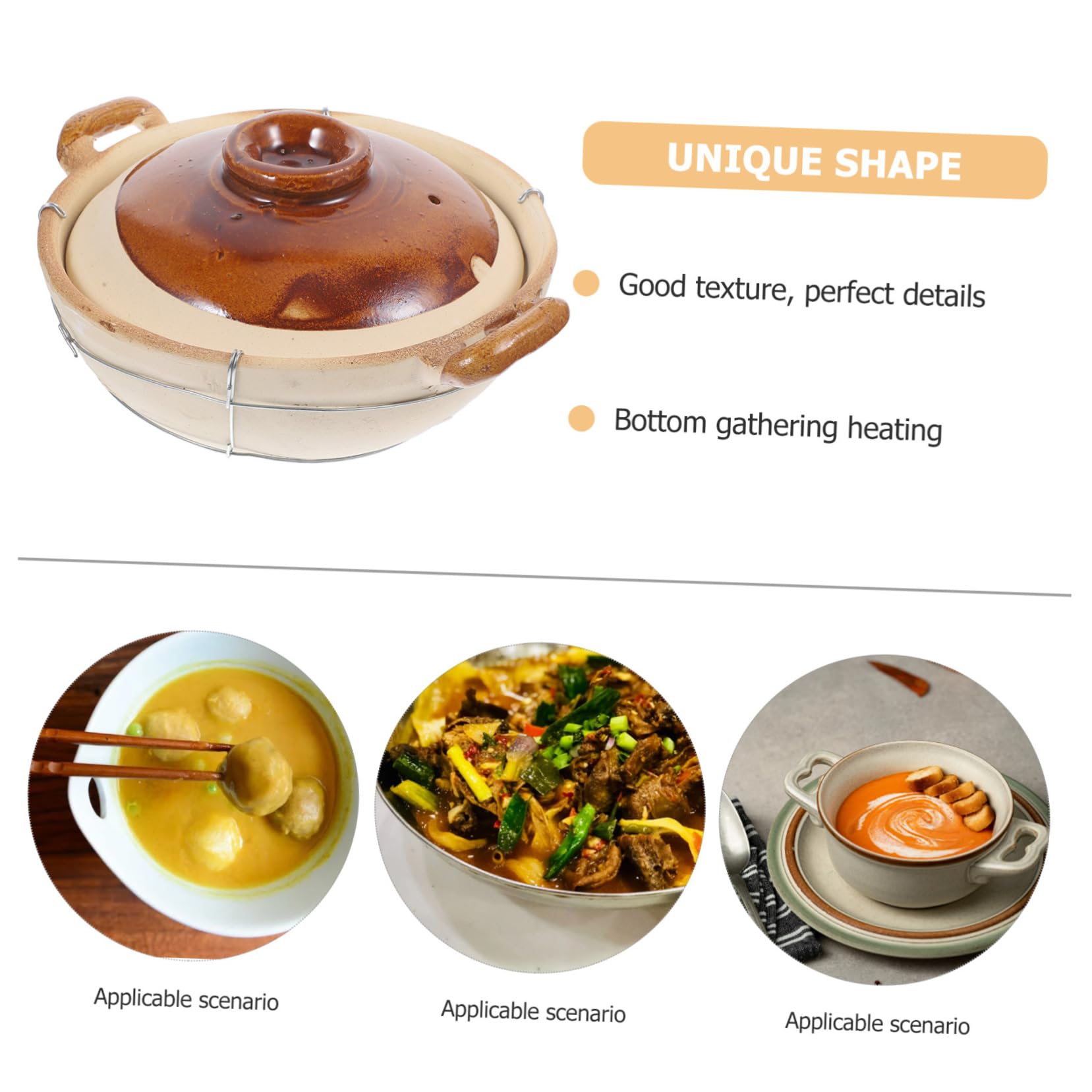 HEMOTON Marmite Terre Cuite pour Cuisine Cocotte Résistante Chaleur Pot Ustensiles de Cuisine