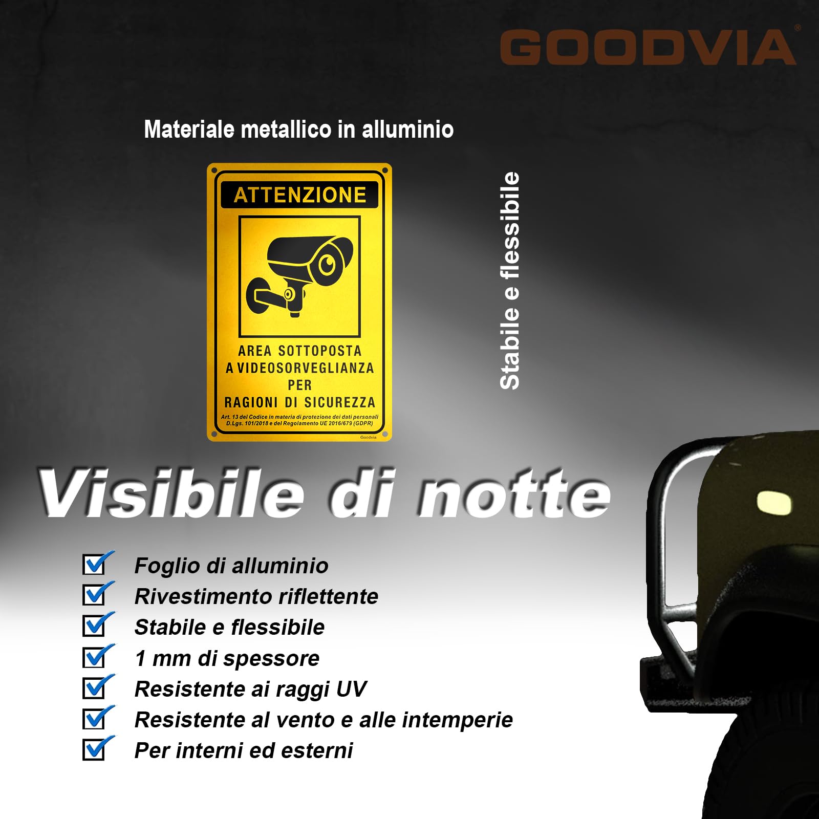 Cartello Videosorveglianza A4 In PVC 3mm Per Interni/Esterni - Adesivo O Con Fori, Effetto Deterrente, 30x21cm - 3