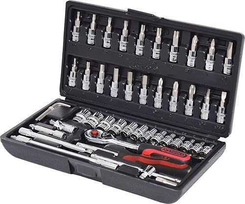 Juego de llaves de vaso de 1/4", 48 piezas