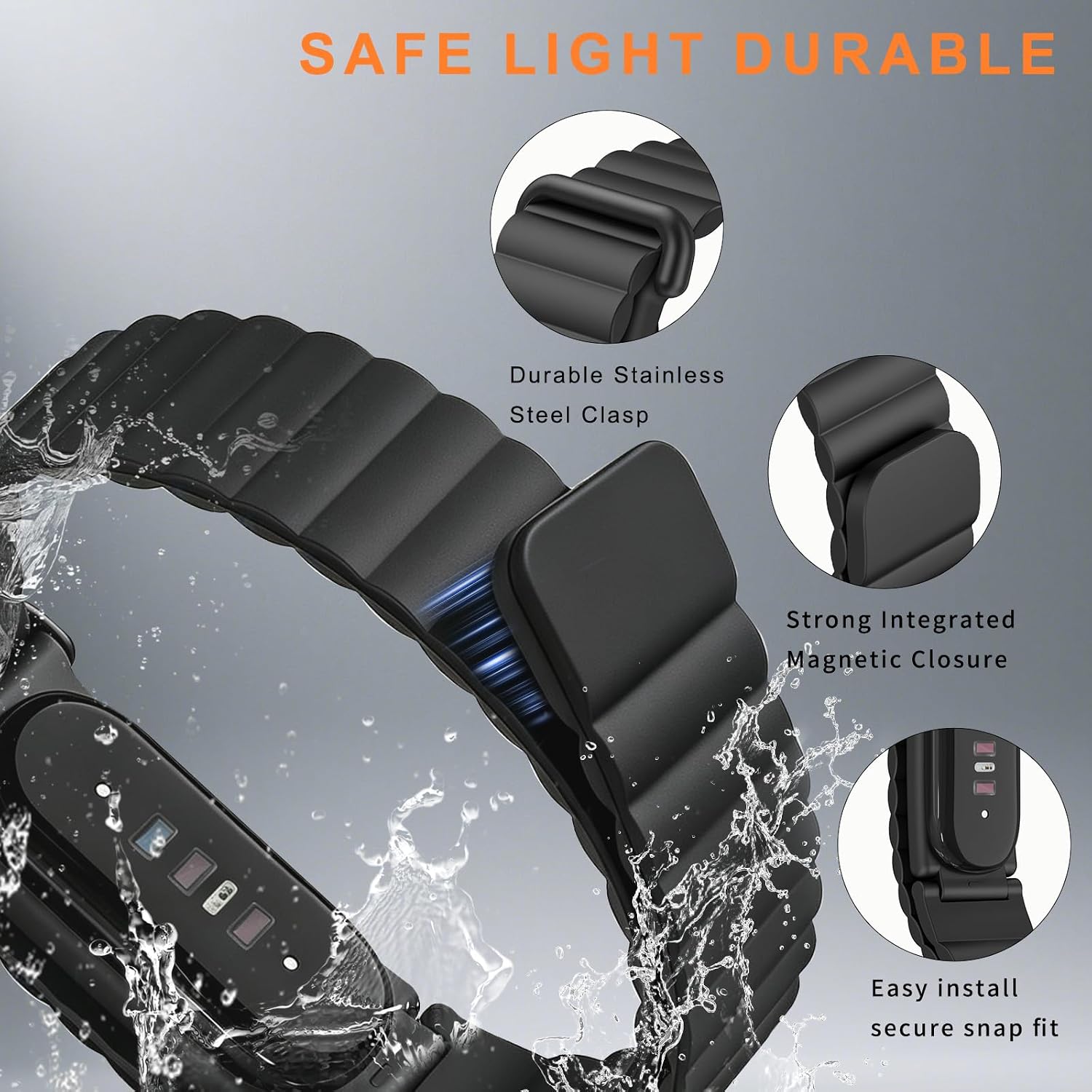 HANDODO Magnetic Silicone Watch Band Compatible with Fitbit Air image 4