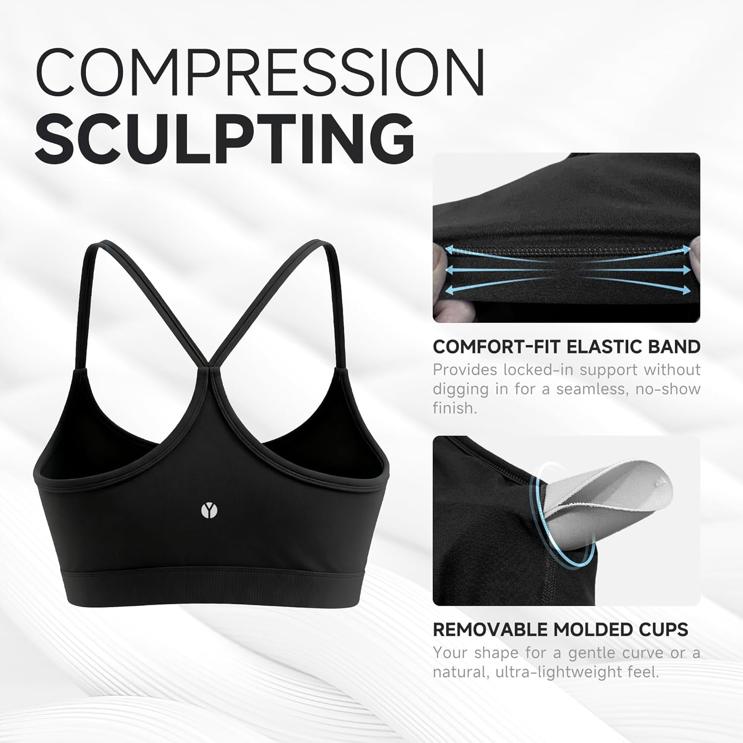 Women’s Sculpting Compression Sports Bra Y-Back Training Bra with Removable Pads Yoga Top - Image 4