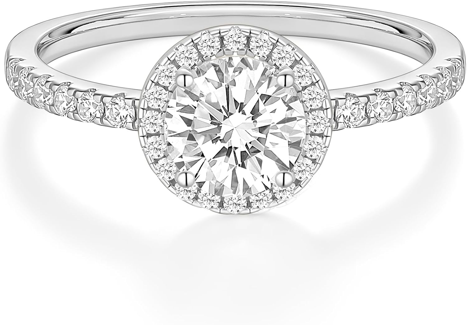 EAMTI 1.2CT 925 Sterling Silver Rings Round Halo CZ Engagement for Women Cubic Zirconia Wedding bands Promise Rings for Her
