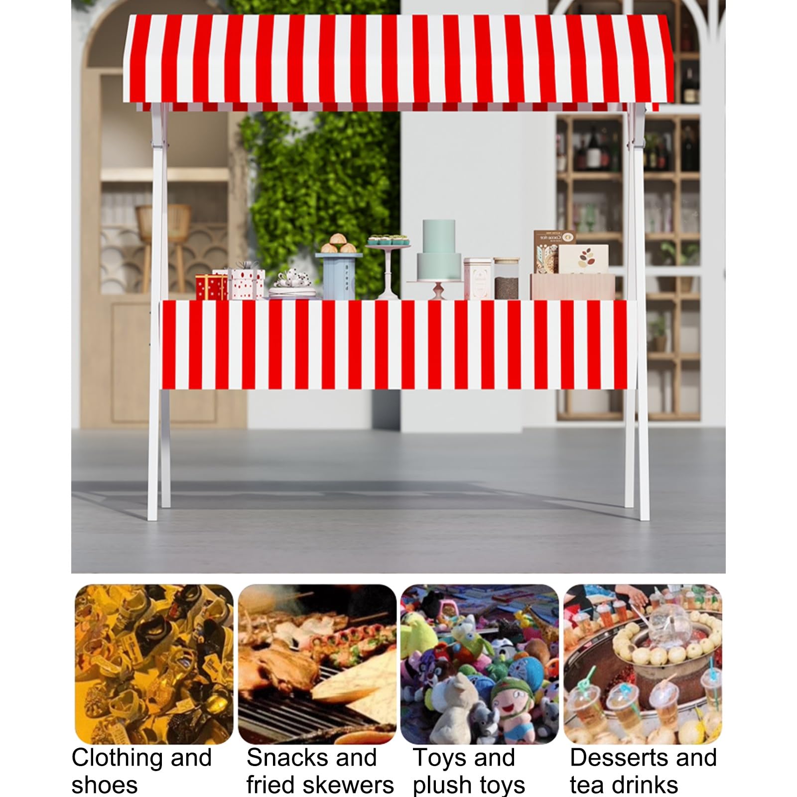 Expositor ligero de 59 pulgadas para helados, aperitivos, bebidas y perros calientes, soporte portátil para proveedores al aire libre para uso comercial, perfecto para eventos y festivales