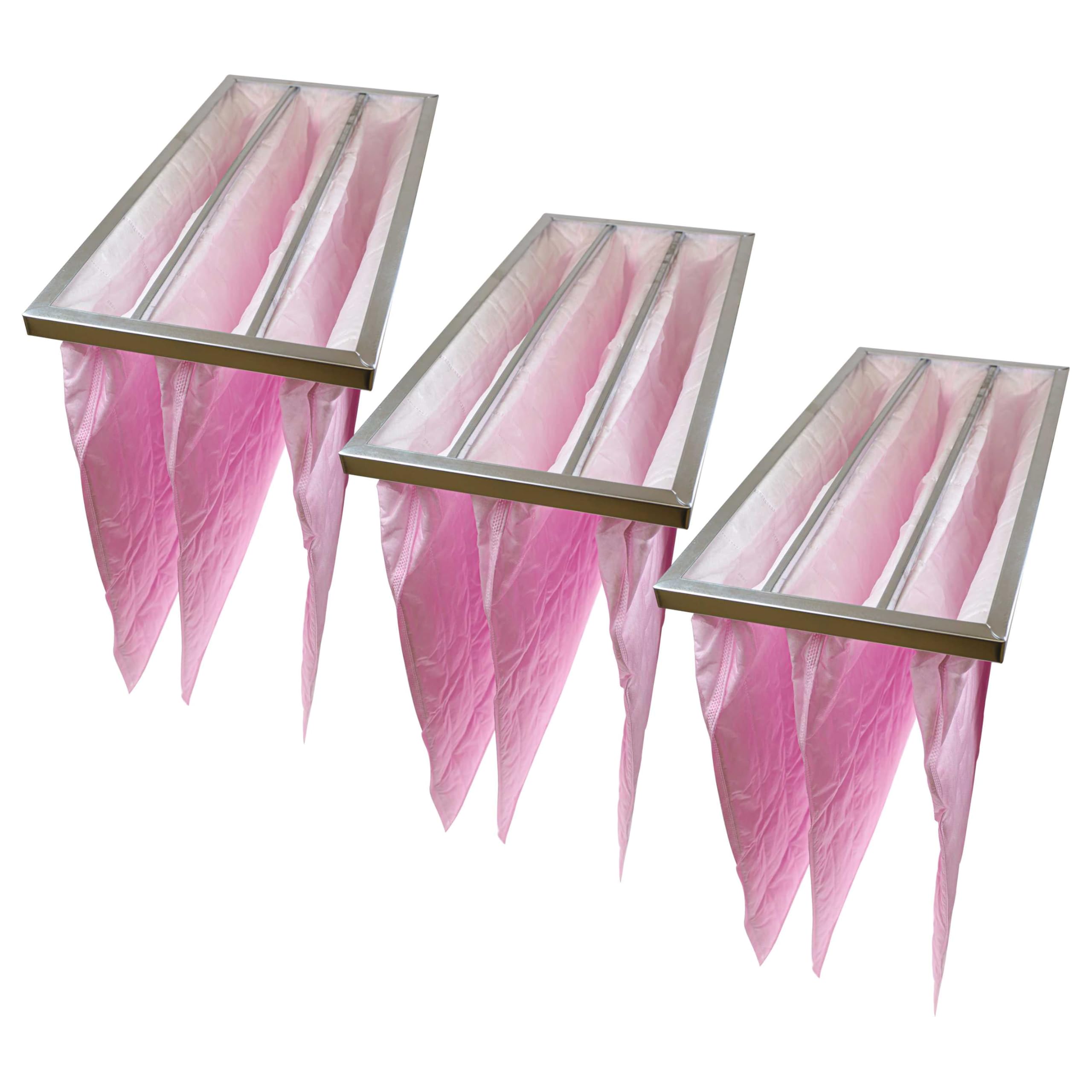 vhbw 3x Taschenfilter für Klima- und Lüftungsanlagen - Filter F7, 28,7 x 59,2 x 60 cm Rosa