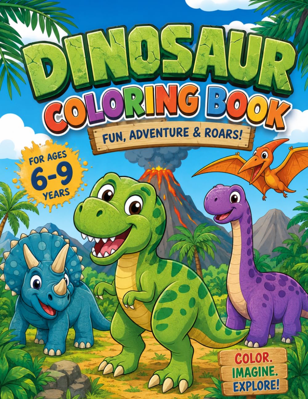 Super Dinosaur Coloring Book for Kids: Complex and Detailed Dinosaur Coloring Pages. Ages 6–9