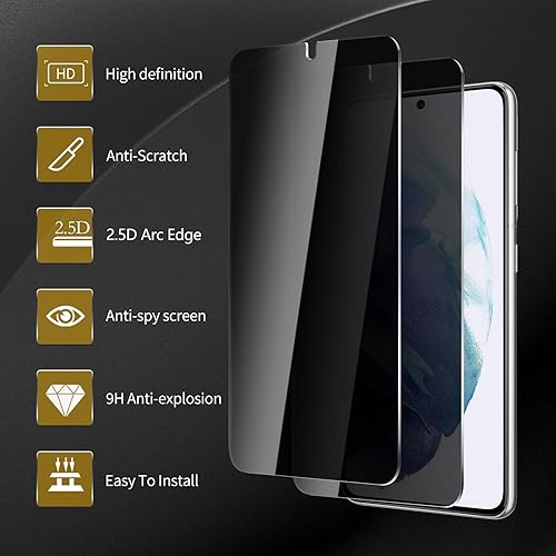 Miniatura 5 de Nixinioo Paquete de 3 protectores de pantalla de privacidad para Samsung Galaxy S21 5G con 3 protectores de lente de cámara, vidrio templado