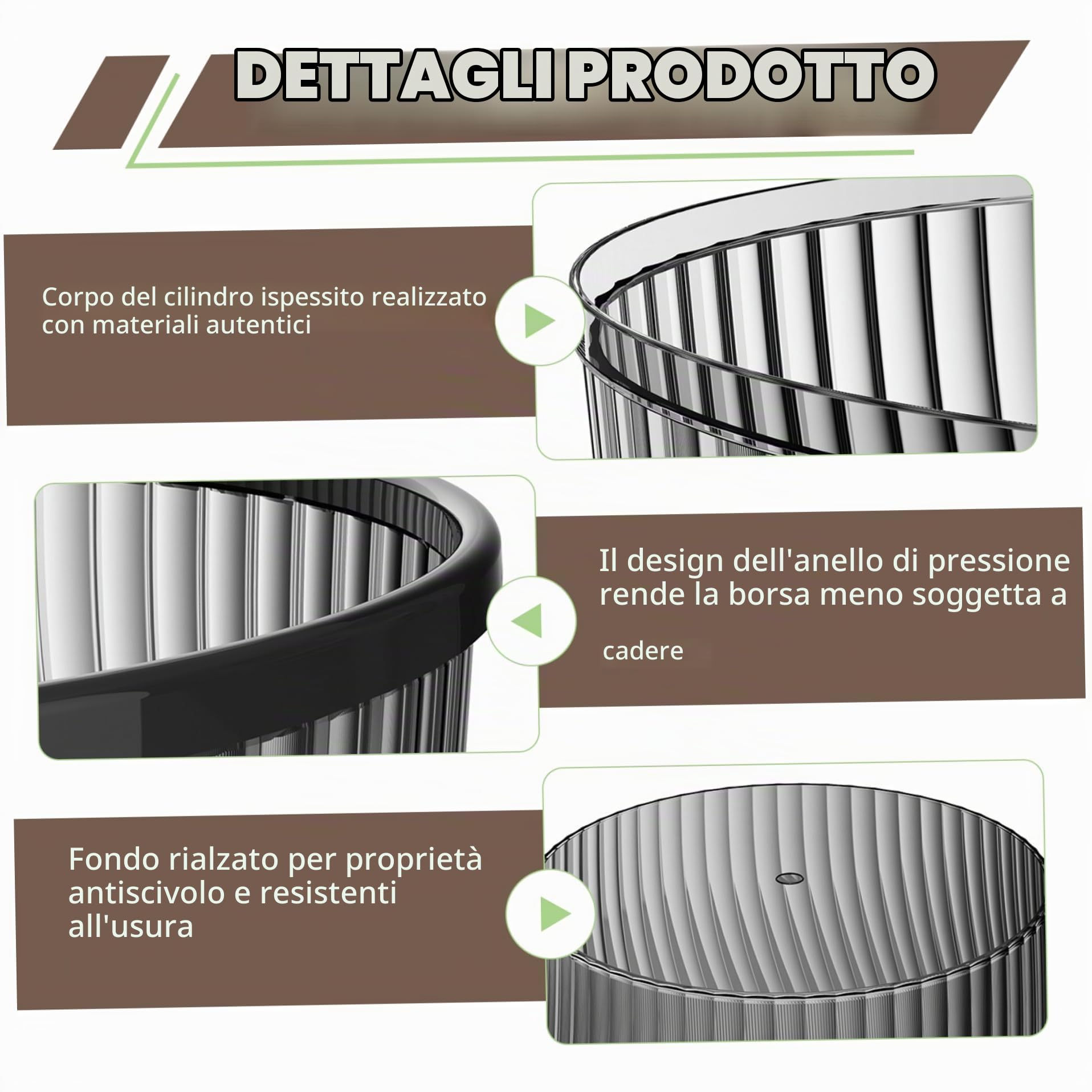 Cestino d'oro, Cestino da 8, 4x9, 8 Pollici per uffici con Anello di serraggio, Perfetto per Soggiorno, Camera da Letto, Bagno, immondizia Dorata, Bagno