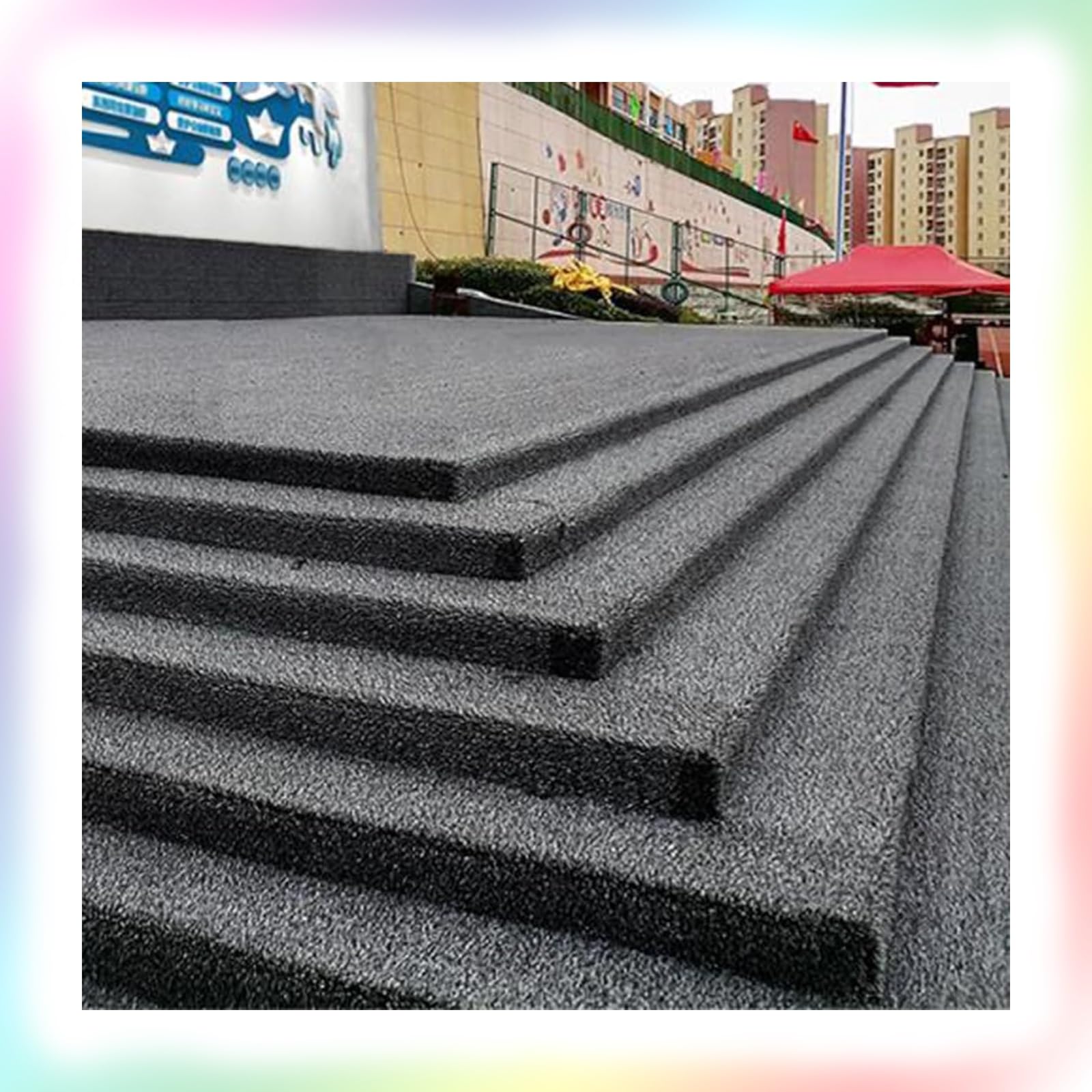 Erba Sintetica Realistica Primaverile Tappeto In Erba Sintetica Spessa 3 Cm Con Fori Di Drenaggio Per Patio, Balcone, Piscina(Black,20x59IN)