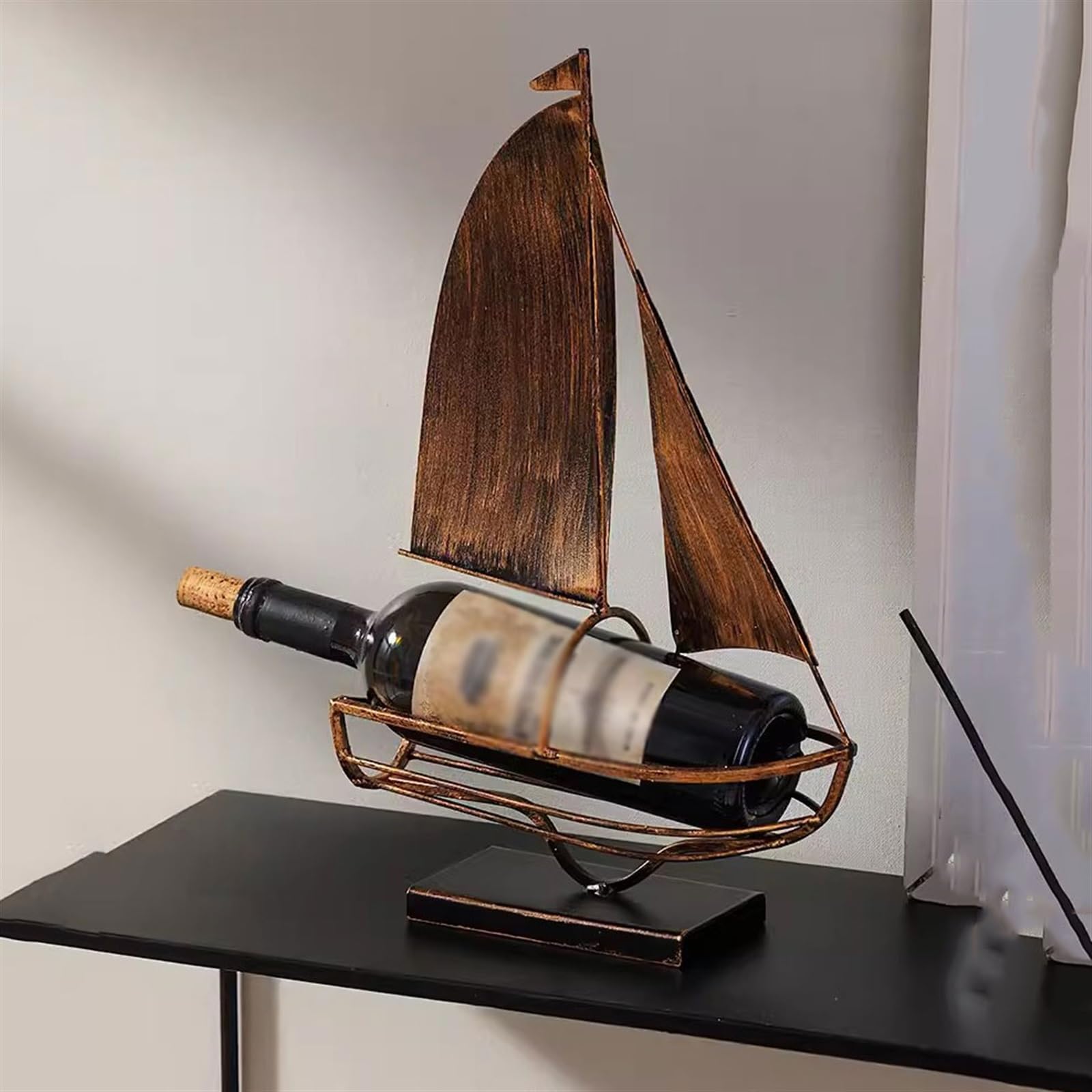 Botelleros para Cocina Retro Nostalgia Creativo Barco de Hierro Estante Vino Adornos hogar TV gabinete Decoraciones Escritorio