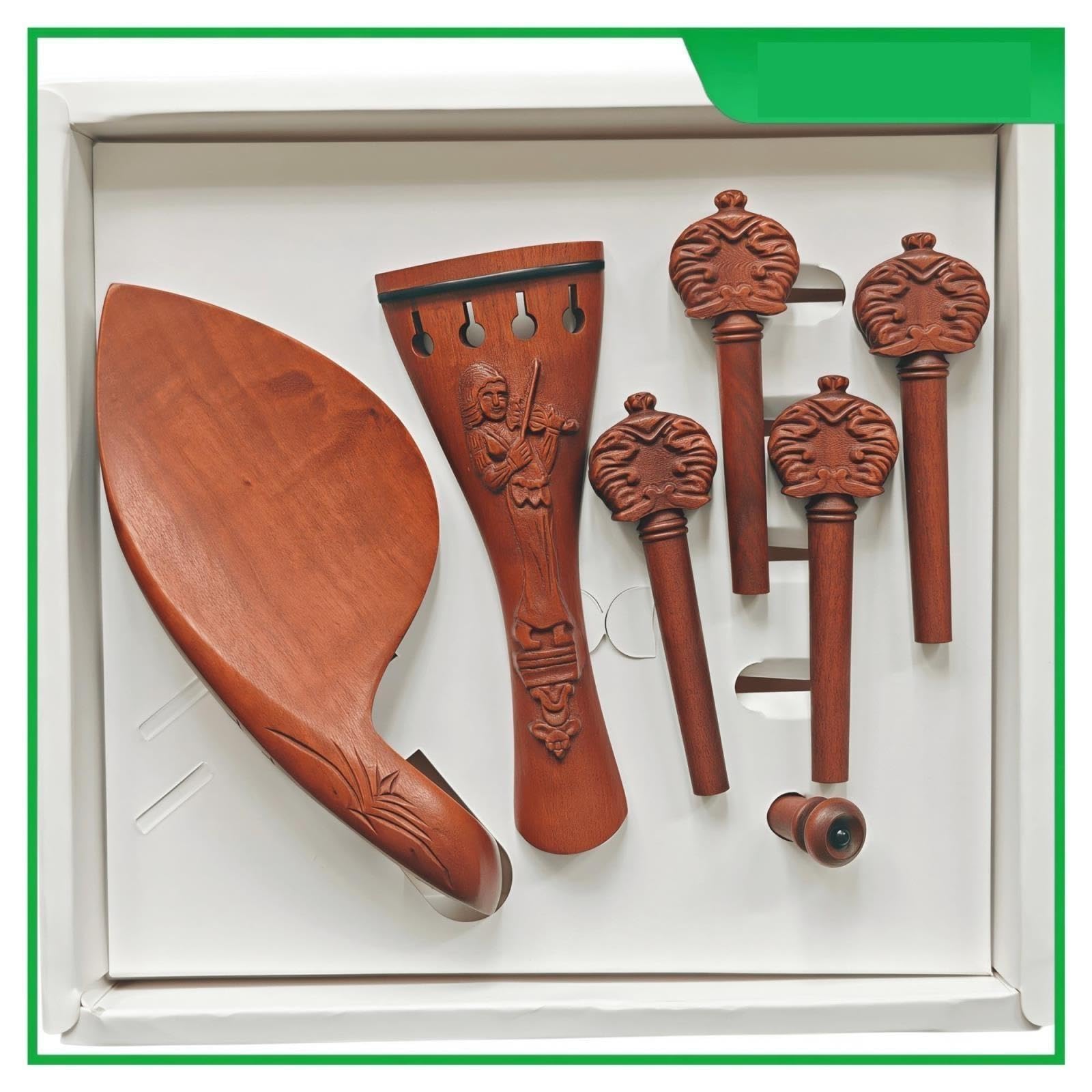 Juego Piezas Violín 4/4 Madera Jujube Tallada Cordal Mentonera Clavijas
