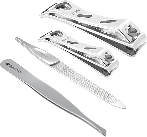Miniatura 10 de Suvorna Juego de 4 cortaúñas con lima de uñas de metal, cortaúñas grandes para uñas gruesas, cortaúñas en ángulo, cortaúñas en ángulo, cortaúñas