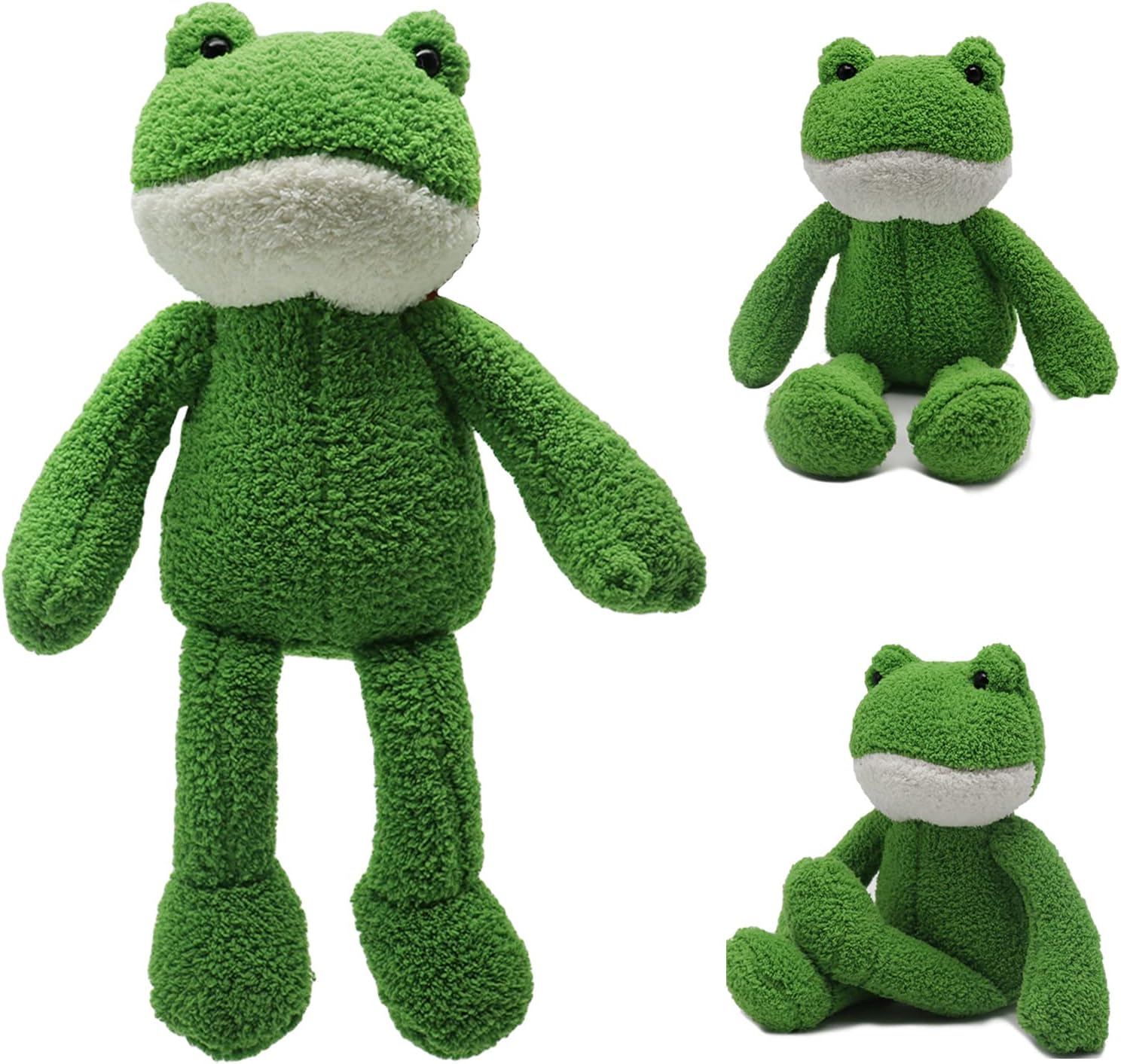 Heionia 40cm Frog Plush Toy Cute Frog Stuffed Plushie Cuddly Toys Soft Long-Legged Frog Animal Plush Dolls Calming Decoration Cushion Gift for Girls Kids (Green 40 cm)