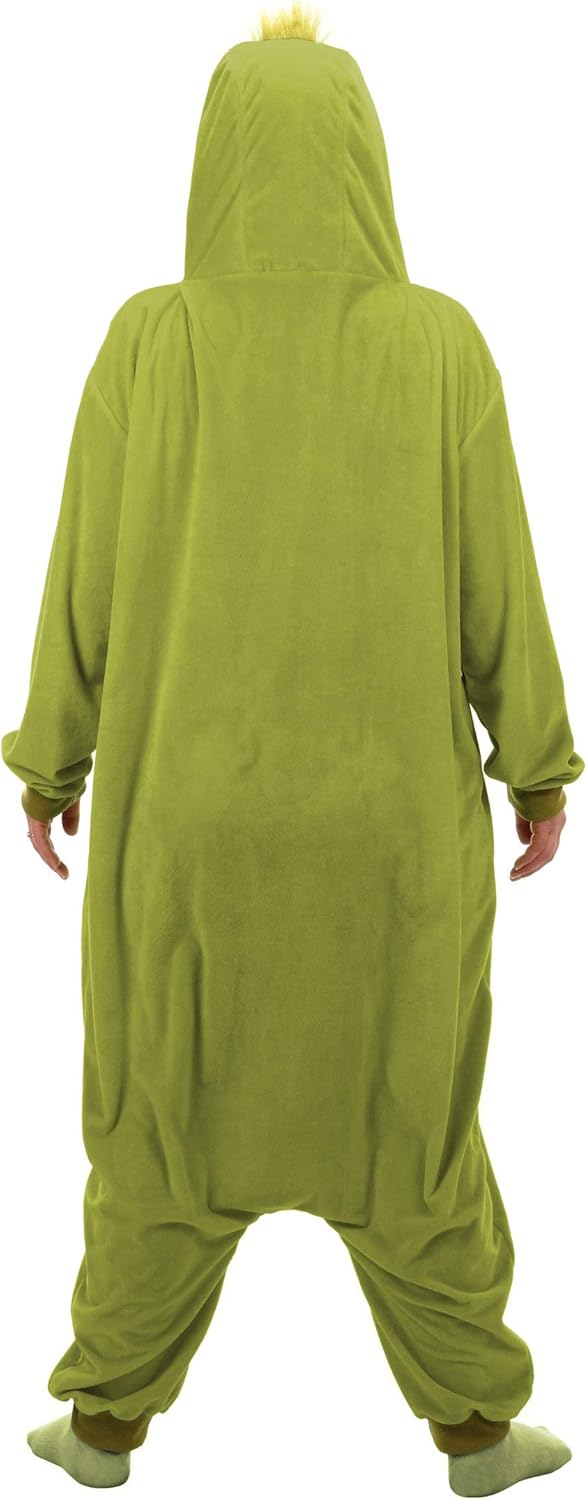 elope The Grinch Jumpsuit | Grinch Fur-Lined Polyester Jumpsuit, Grinch Onesie The Grinch Kigurumi Onesie for Adults
