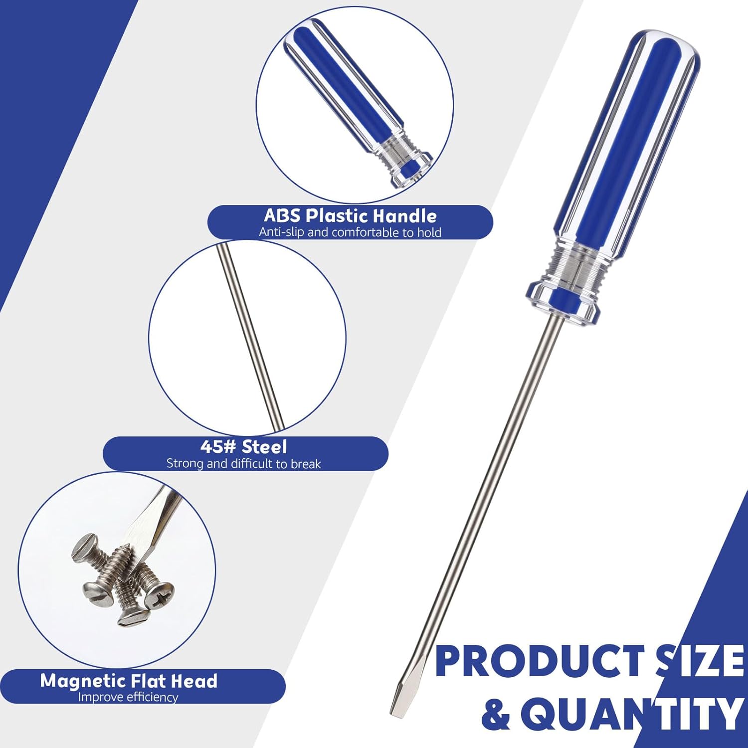 Lothee 100 Pack Mini Slotted Screwdriver 3.0mm Flat Head 5.12" (130 mm) Length Precision Flat Head Screw Driver with Non-slip Handle for Small Appliances Repair (Blue)