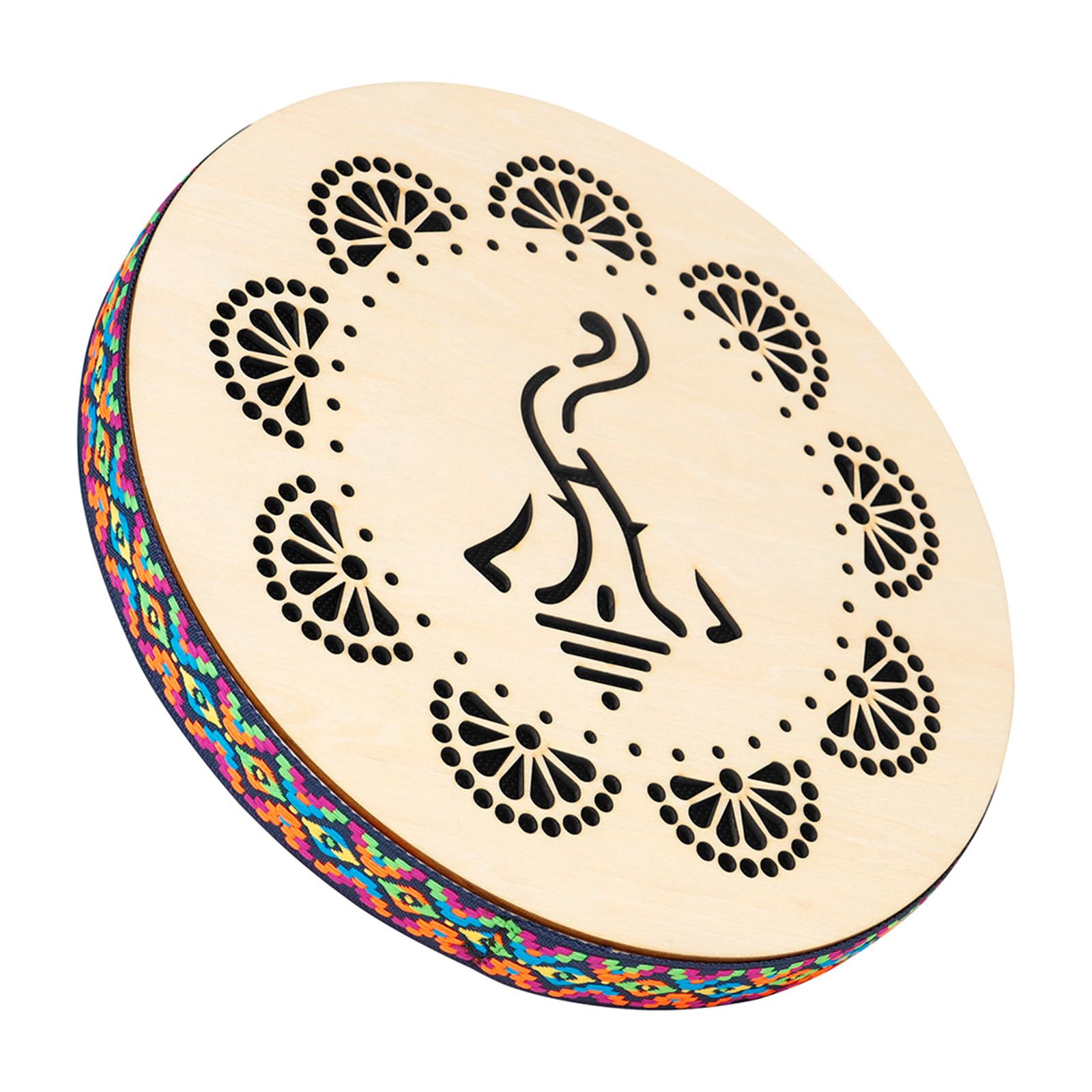 Tambor de 10 pulgadas Panderetas de madera Instrumento de percusión manual Pandereta musical para niños para baquetas Panderetas de mano de madera Juguete educativo