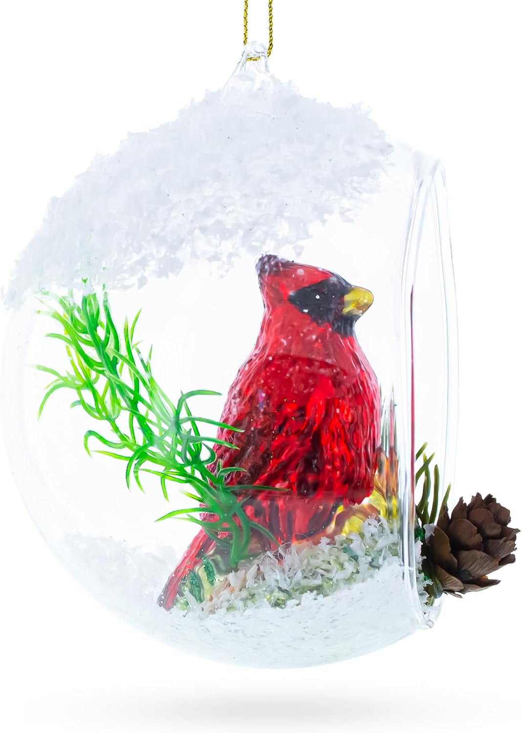 Red Cardinal Bird Encased in Glass Ball Christmas Ornament - Image 3