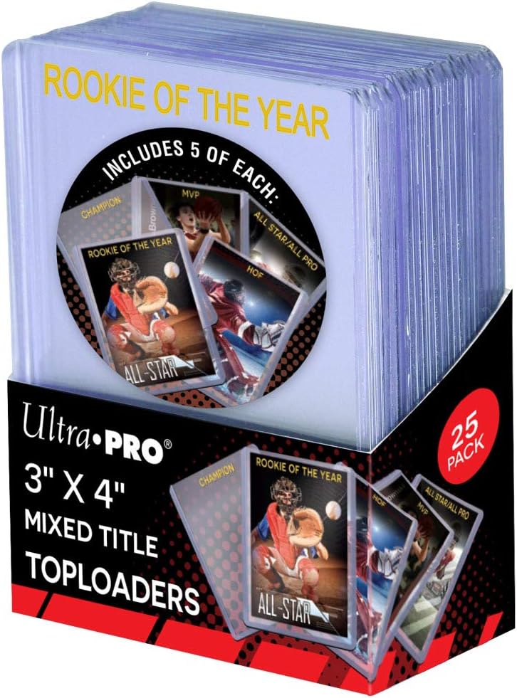 Ultra Pro 3" x 4" Mixed Title Toploader Trading Card Cases (25 Ct.) - Protect Your Cards with Premium Ultra Clear Card Sleeves and Take Them On The Go with No Worries