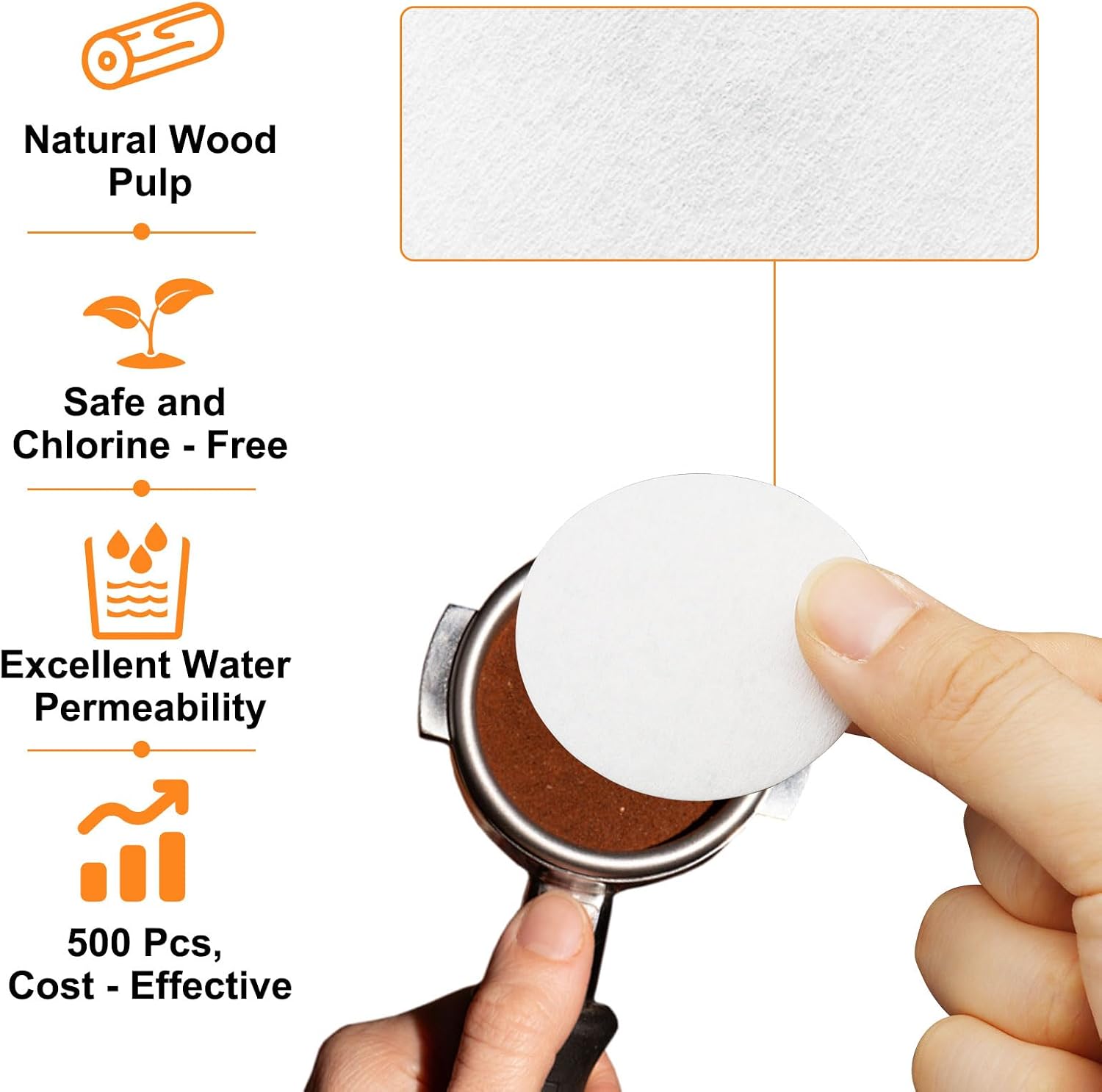500 Pcs, 2 Inch 51mm Coffee Paper Filters