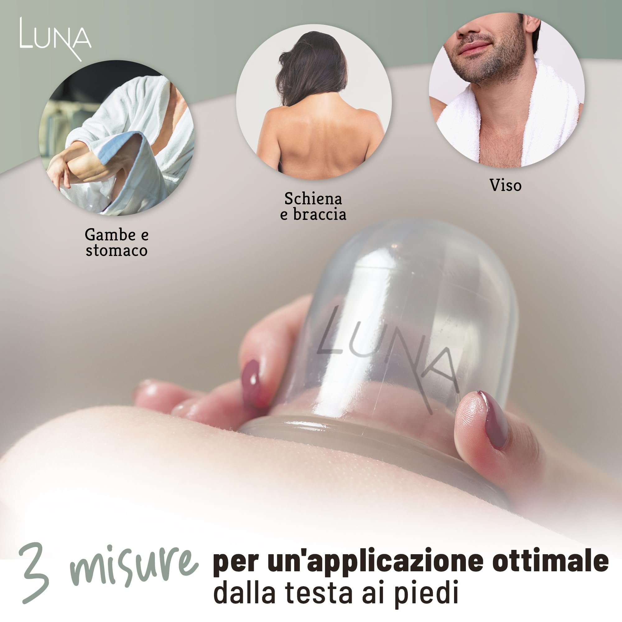 Set Coppettazione - 5 Coppette Anticellulite Premium di Diverse Dimensioni - Libretto Istruzioni Incluso - Finalmente una Fine alla Tensione Muscolare - Coppette Silicone Massaggio