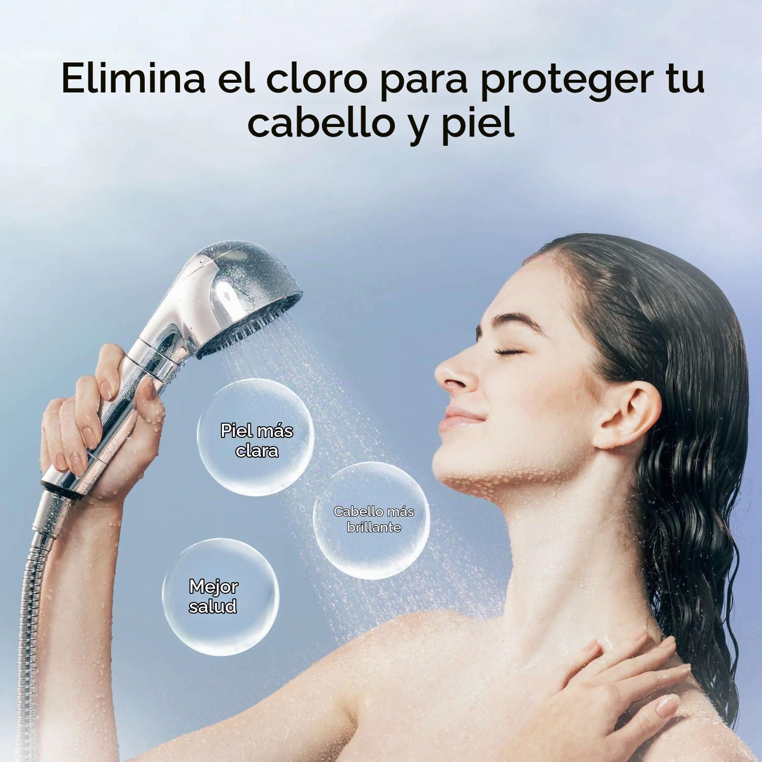 MYTREX HiHo Fine Bubble+e Cabezal de Ducha SPA con Microcorriente – Nanoburbujas para Hidratación, Limpieza Profunda y Purificación del Agua – Ideal para Piel Sensible – Modelo MTHFE23SL
