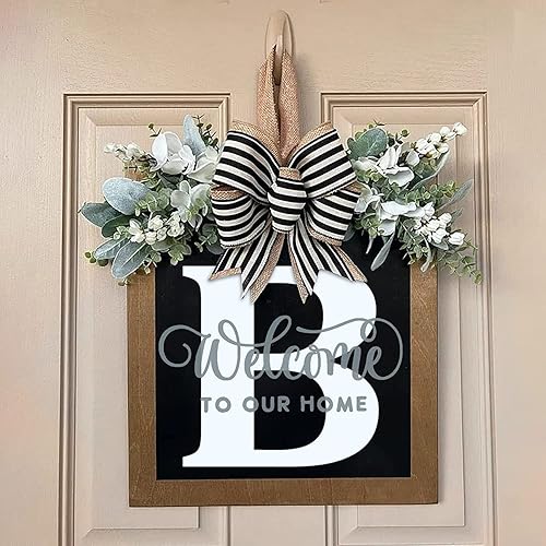 Miniatura 3 de Letreros de apellido para decoración del hogar, corona de puerta delantera durante todo el año, letrero de bienvenida para puerta delantera,