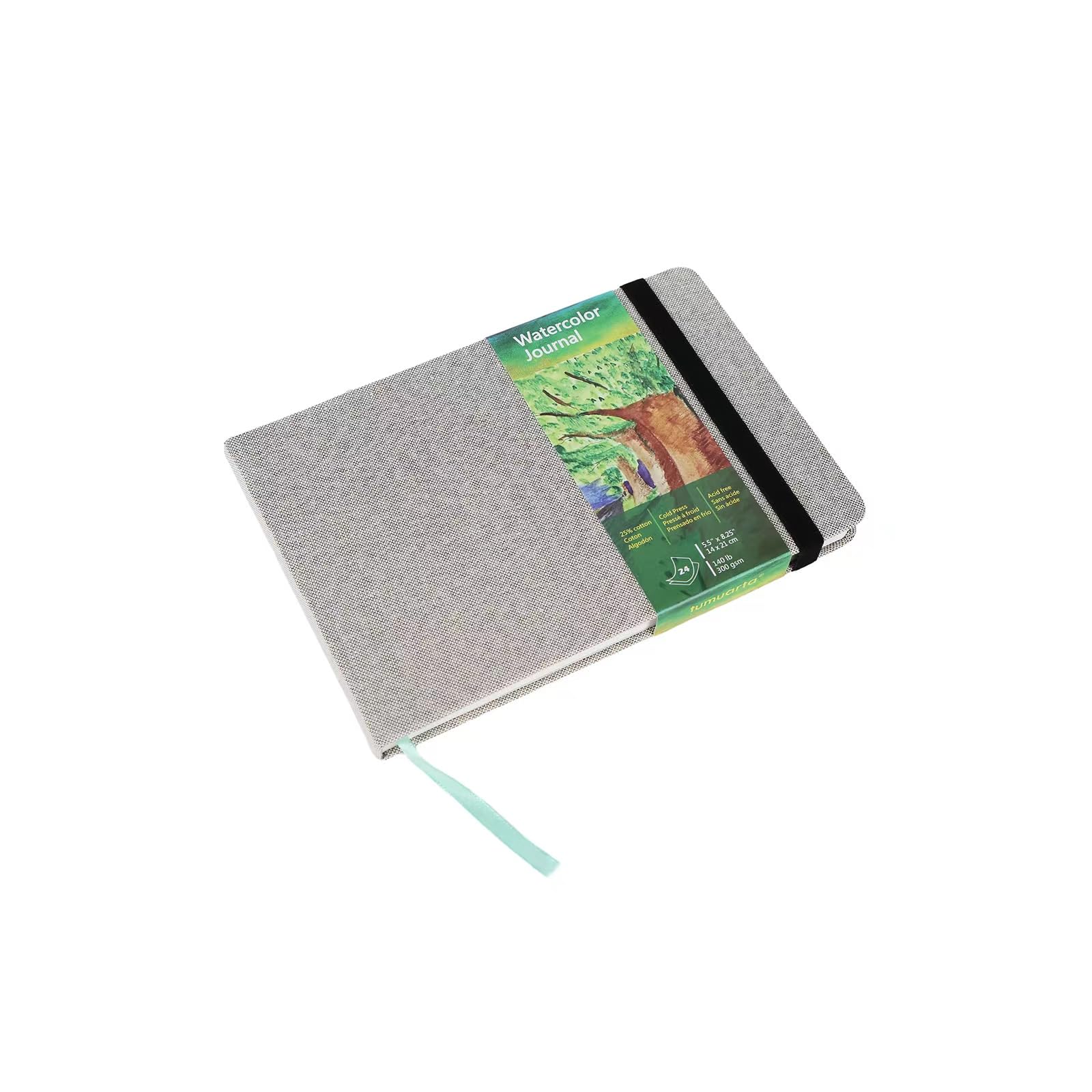 tumuarta Cuaderno de acuarela, 14X21 cm, papel de 300 g/m² con un 25% de algodón, prensado en frío, con 24 hojas y 48 páginas de papel de acuarela
