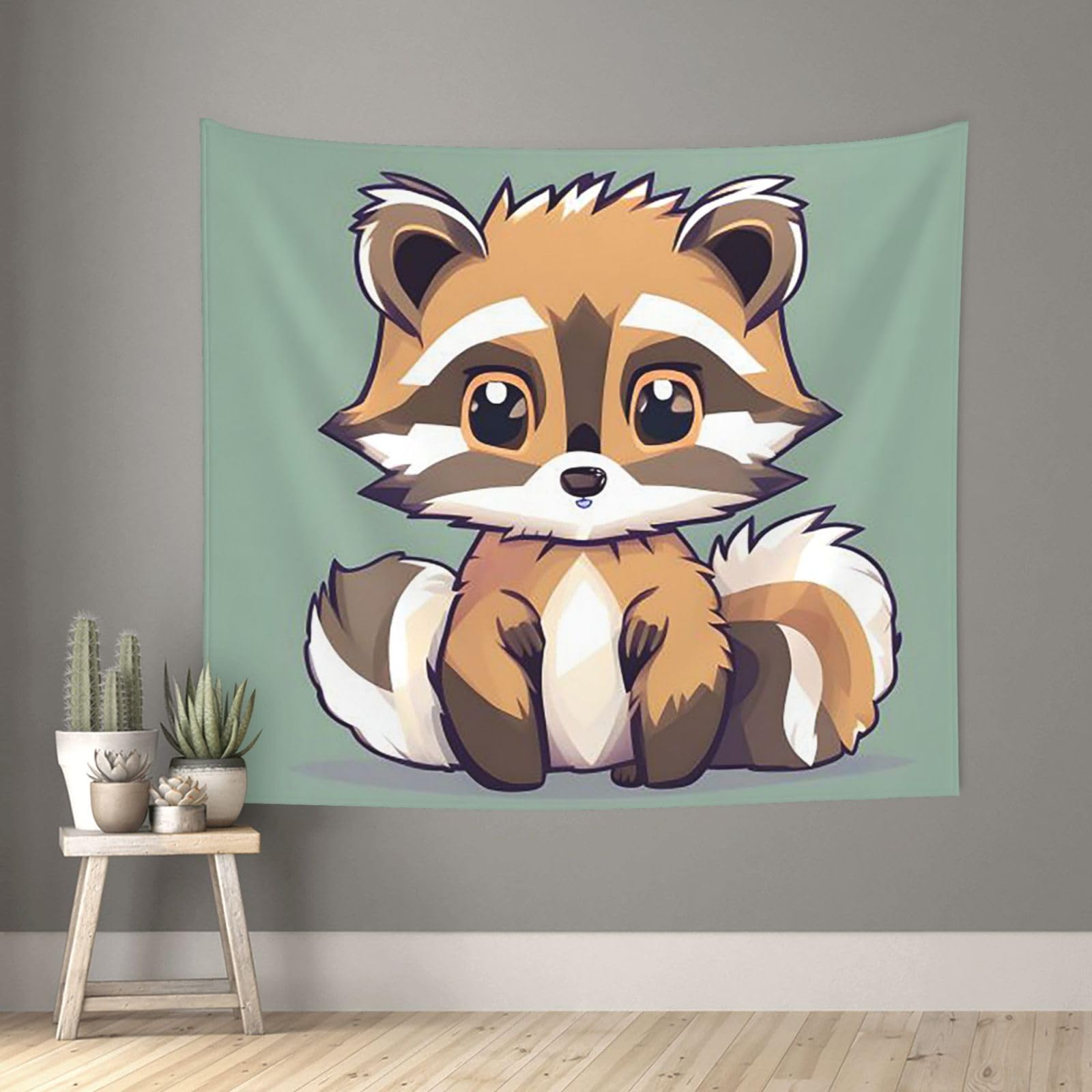 FodPand Cartoon cute raccoon Tapestry for Bedroom Aesthetic, Wall Hanging Tapestries Art Decor Backdrop Wall Tapestry for Dorm Living Room Funny Poster Party Banner Background 51" X 60"