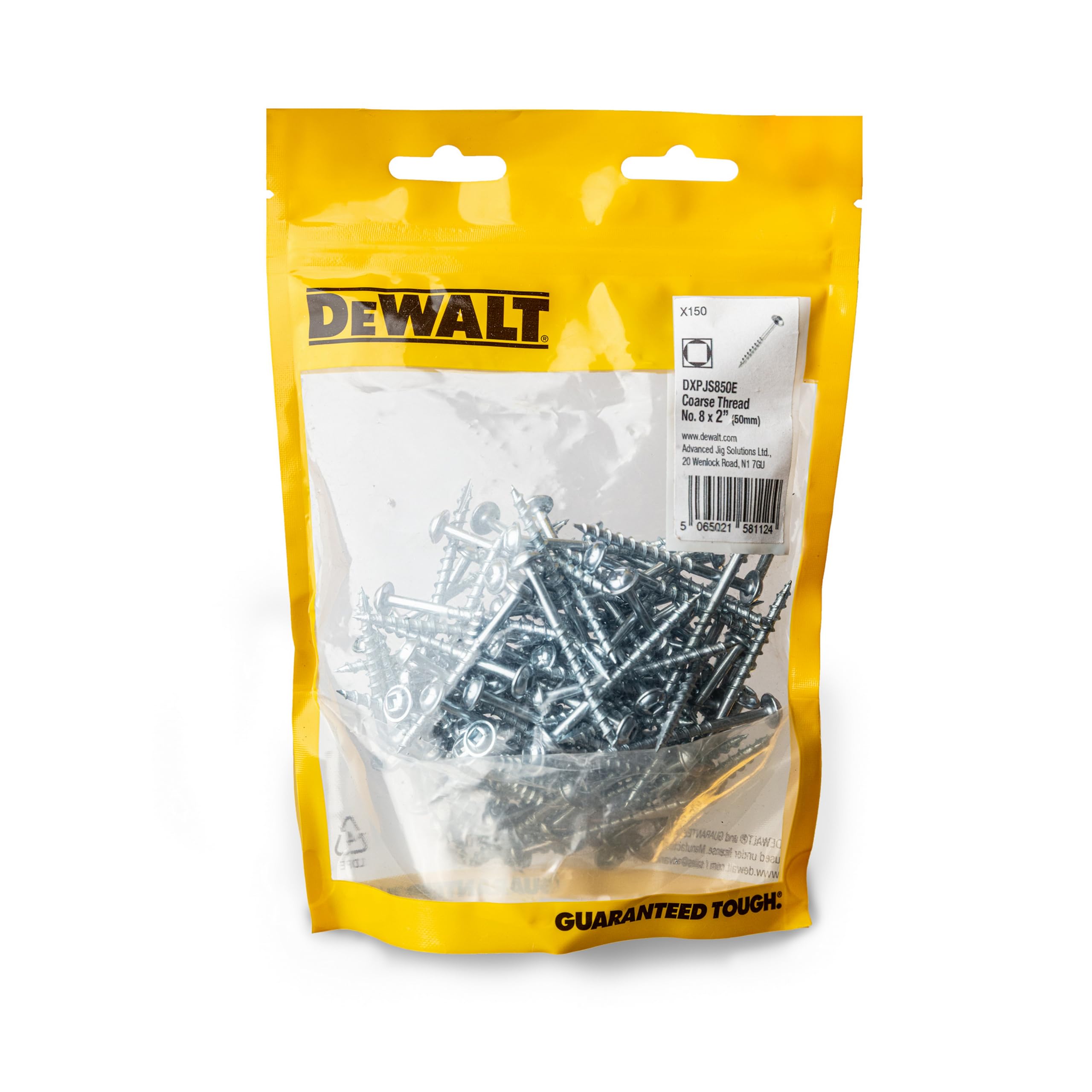 DEWALT Pocket Hole Screws 150 pcs - 2" (50mm) Coarse Thread No. 8ga For Softwoods