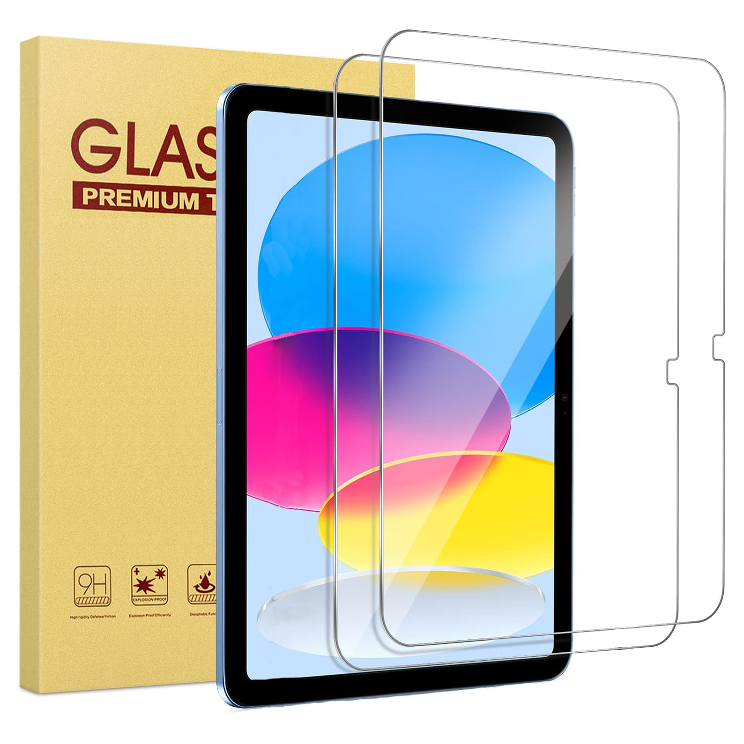 Yakiter 2 Pack Screen Protector iPad 10th Generation 2022 for Screen Protector A2696/A2757/A2777, 9H Hardness Tempered Glass Film iPad 10 Screen Protectors, 10.9 Inch, HD Clear