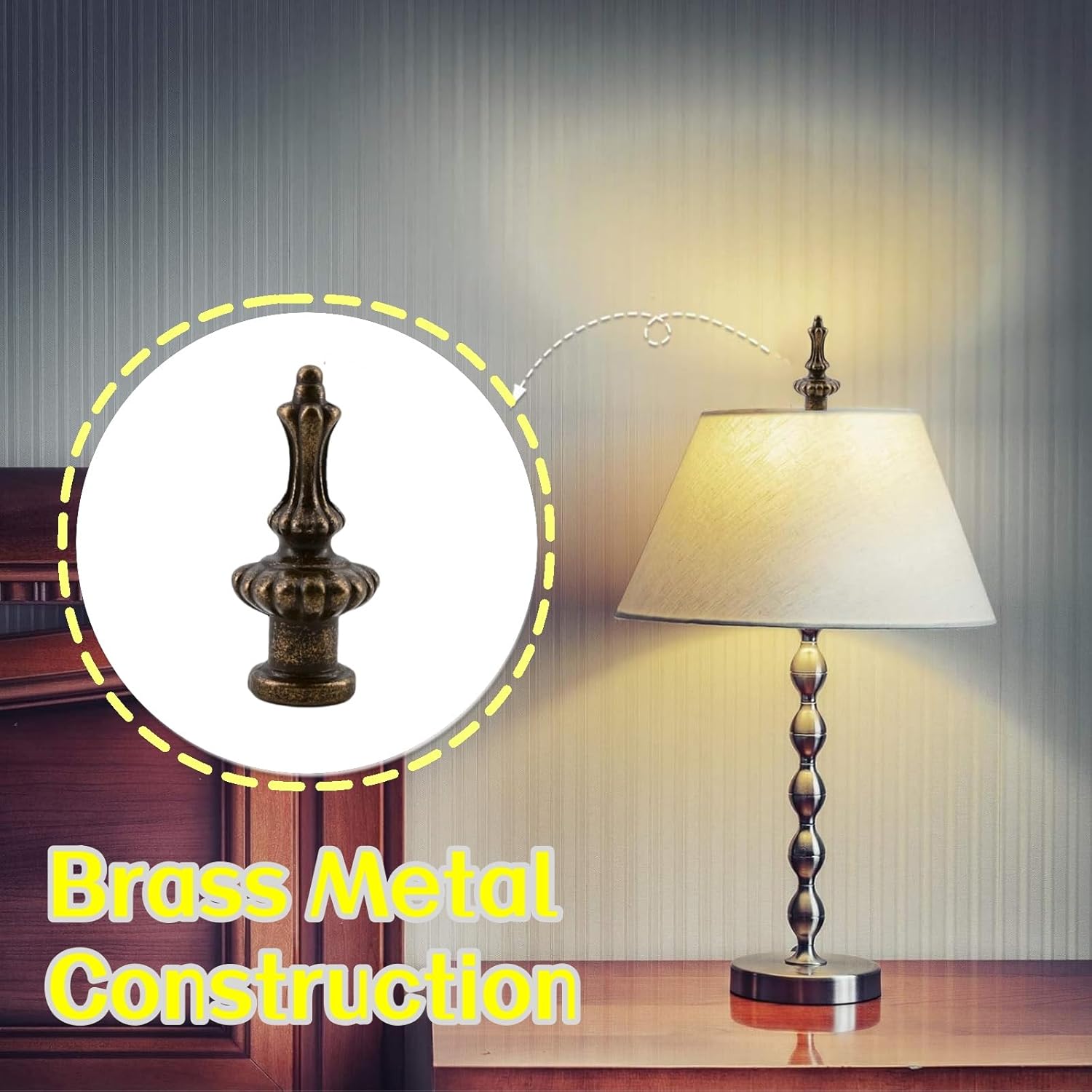 2 Pcs Crown Finials Elegant Vintage Brass Metal Lamp Finials for Lampshade Holder Bracket Harp Top Replacement