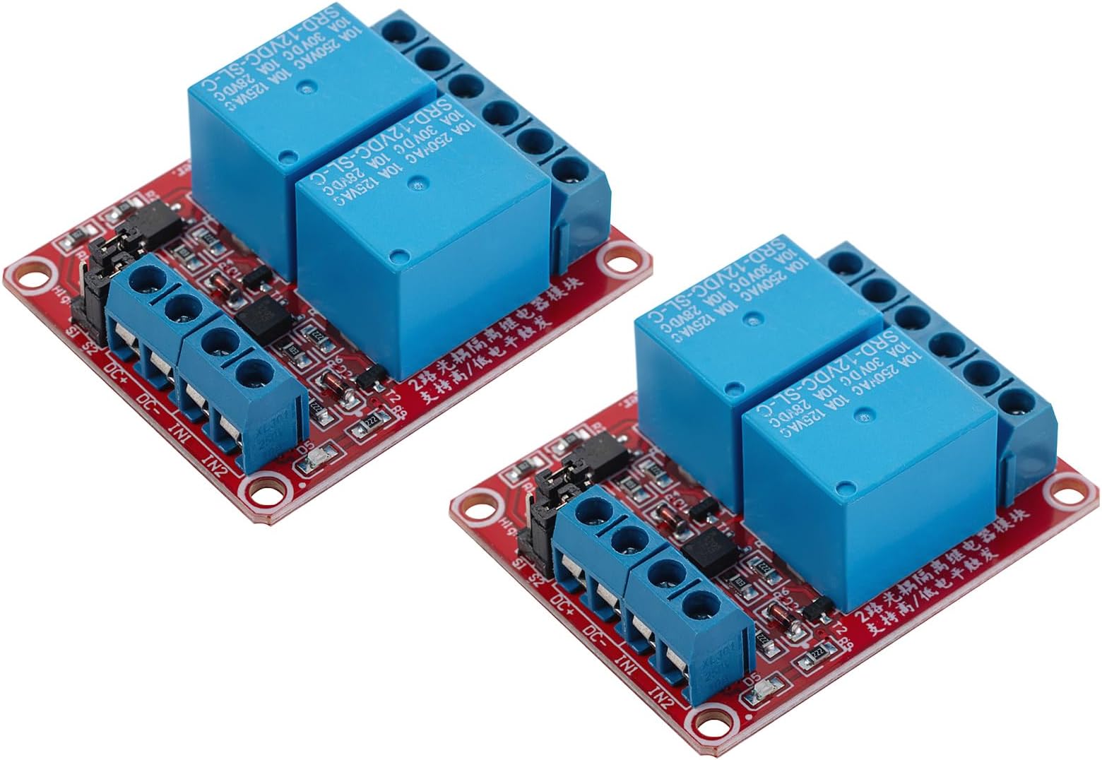 2PCS DC 12V 2 Channel Relay Module with Isolated Optocoupler Supports High and Low Level H/L Level Trigger Module Triggered
