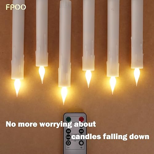 Miniatura 16 de 6 velas de Navidad para ventana con temporizador, velas LED parpadeantes sin llama con control remoto, velas cónicas que funcionan con pilas Velas