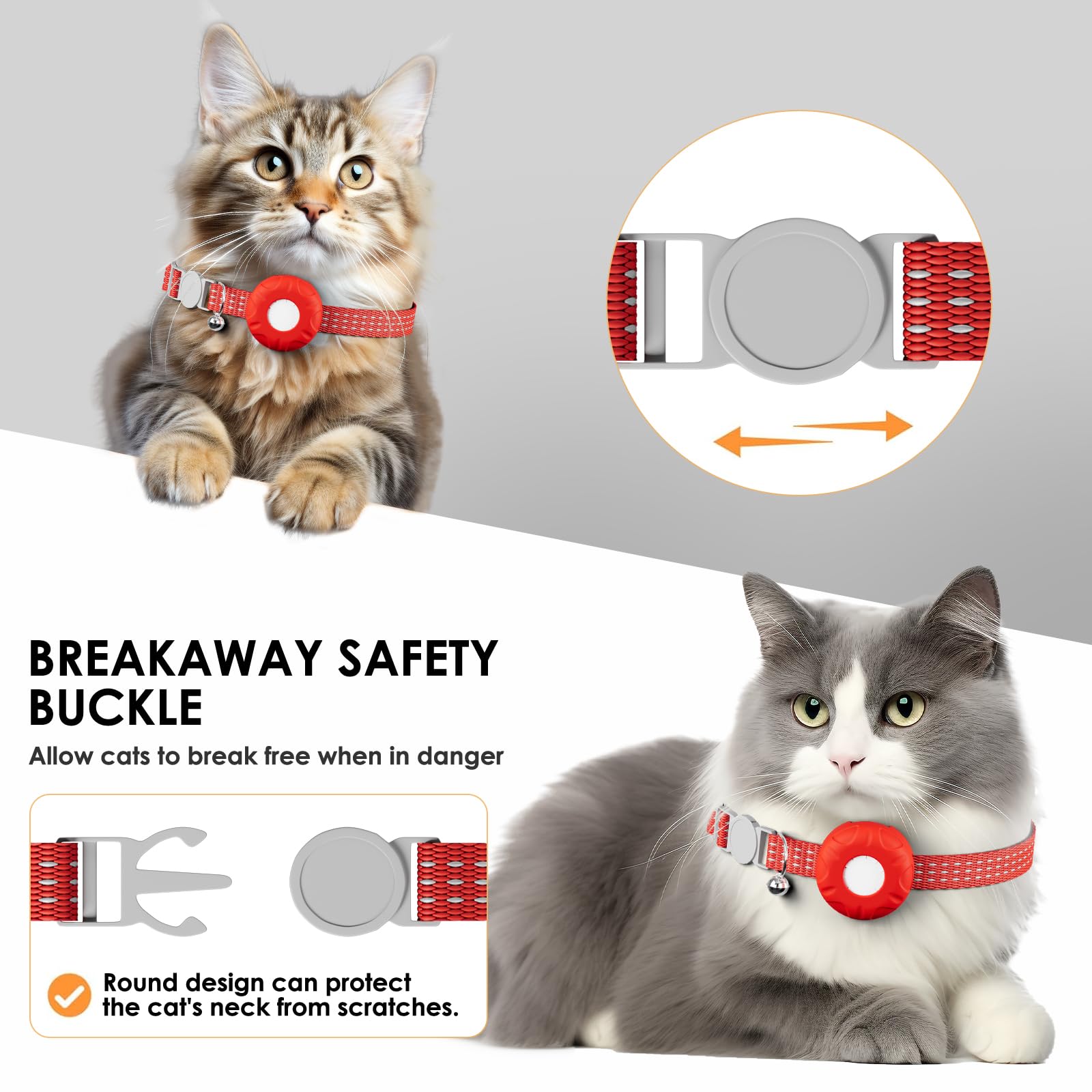 Collier de suivi pour chat avec boucle élastique de sécurité, fonctionne avec n'importe quel collier, compatible avec l'application Apple Find My (uniquement iOS), pas de frais mensuels, étanche