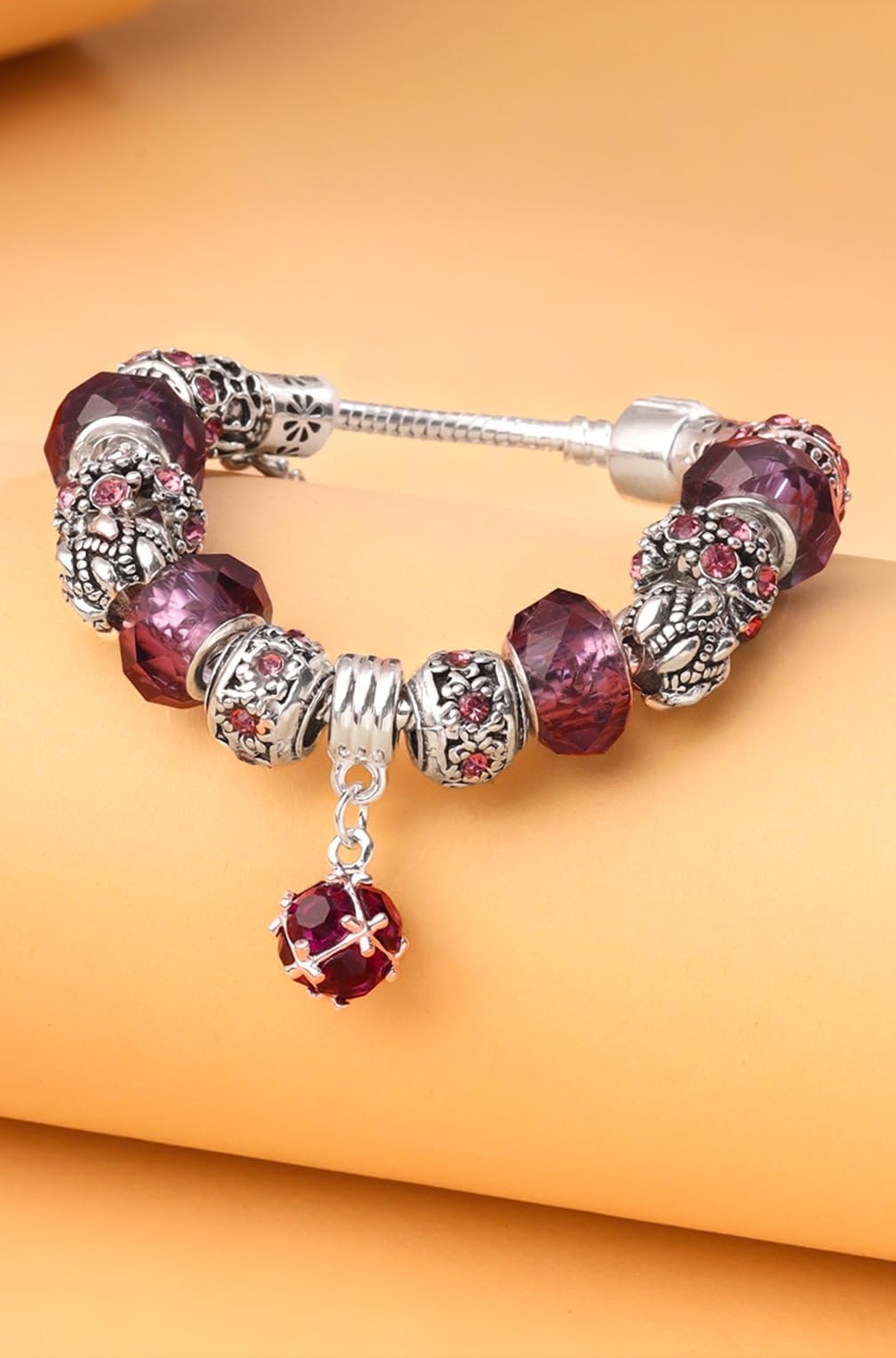 Bracelet for Women and Girls Crystal Pandora Bracelets for Women | Silver Rosegold Plated Crystal Pandora Charm Bracelet | Anniversary Gift for Wife Valentine Gift for Girls