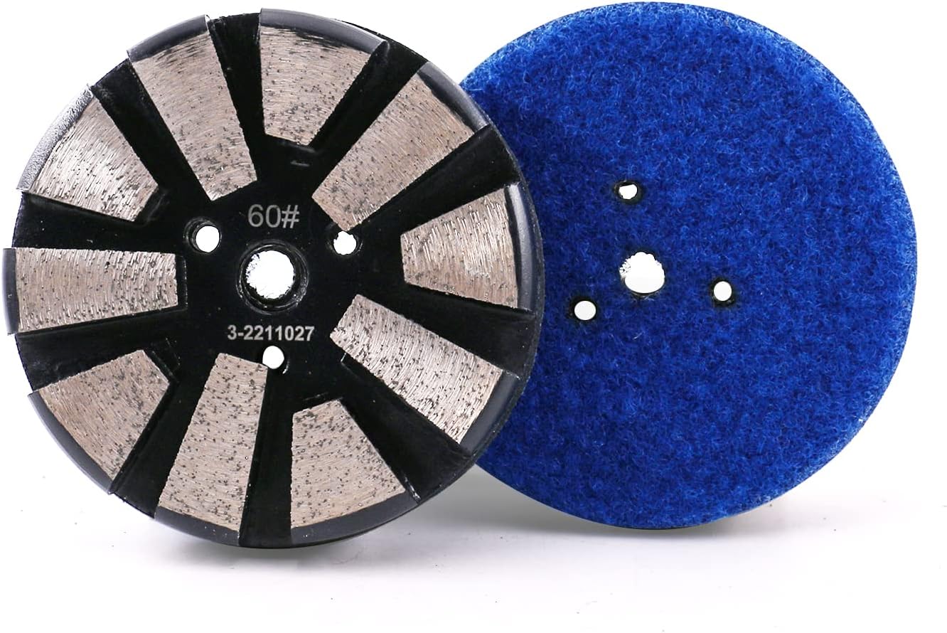 3PCS 3" 10 Segments Metal Bond Diamond Grinding Polishing Pad Concrete Marble Granite (60 Grit)
