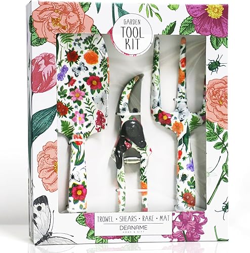 Deaname Juego de herramientas de jardín, 4 piezas de herramientas de mano florales resistentes, regalos elegantes para mujeres, incluyendo paleta,