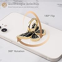 Vista 4 de Soporte de anillo de mariposa para teléfono celular, rotación de 360 grados, soporte de dedo de metal compatible con iPhone, Samsung Galaxy, LG