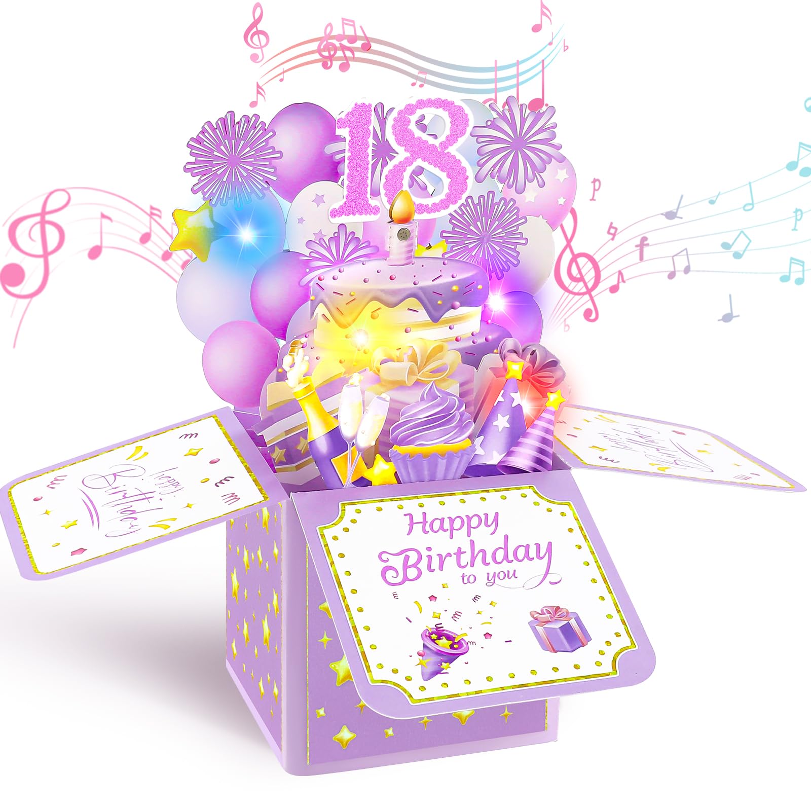 18th Birthday Card for Girls Pop Up Musical Birthday Card — image 1