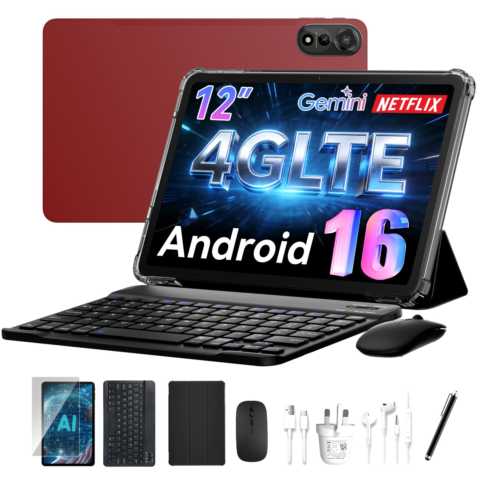 Nexall N90 Android 16 Tablet, 12 inch Tablet, Dual Sim Card Slot