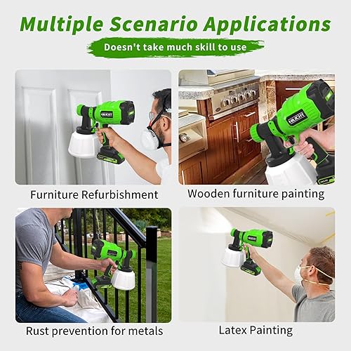 Miniatura 5 de Pulverizador de pintura inalámbrico para muebles y pequeños proyectos de bricolaje, pistola pulverizadora a batería de 21 V con 3 boquillas, control
