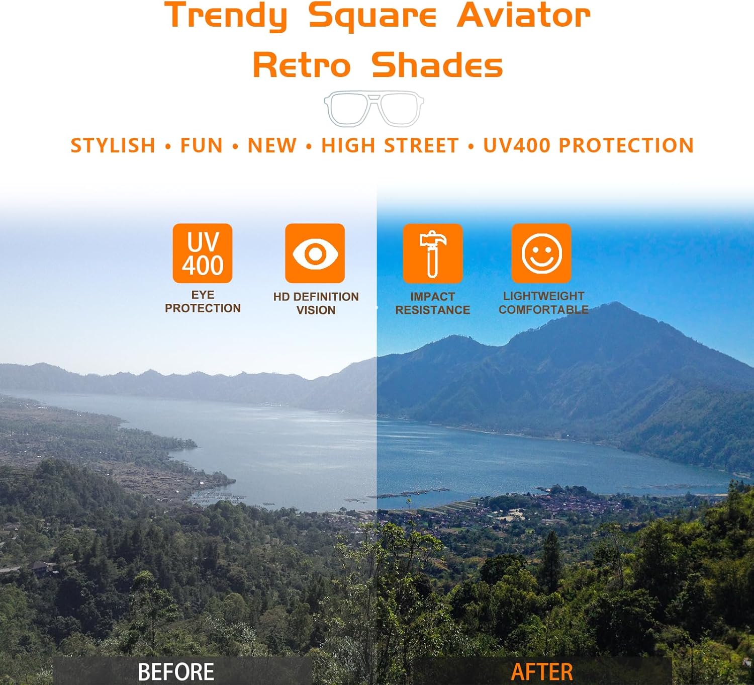 Vintage Square Sunglasses for Womes Men, Retro Aviator Sunglasses, Fashion Classic 70s Glasses - Image 6