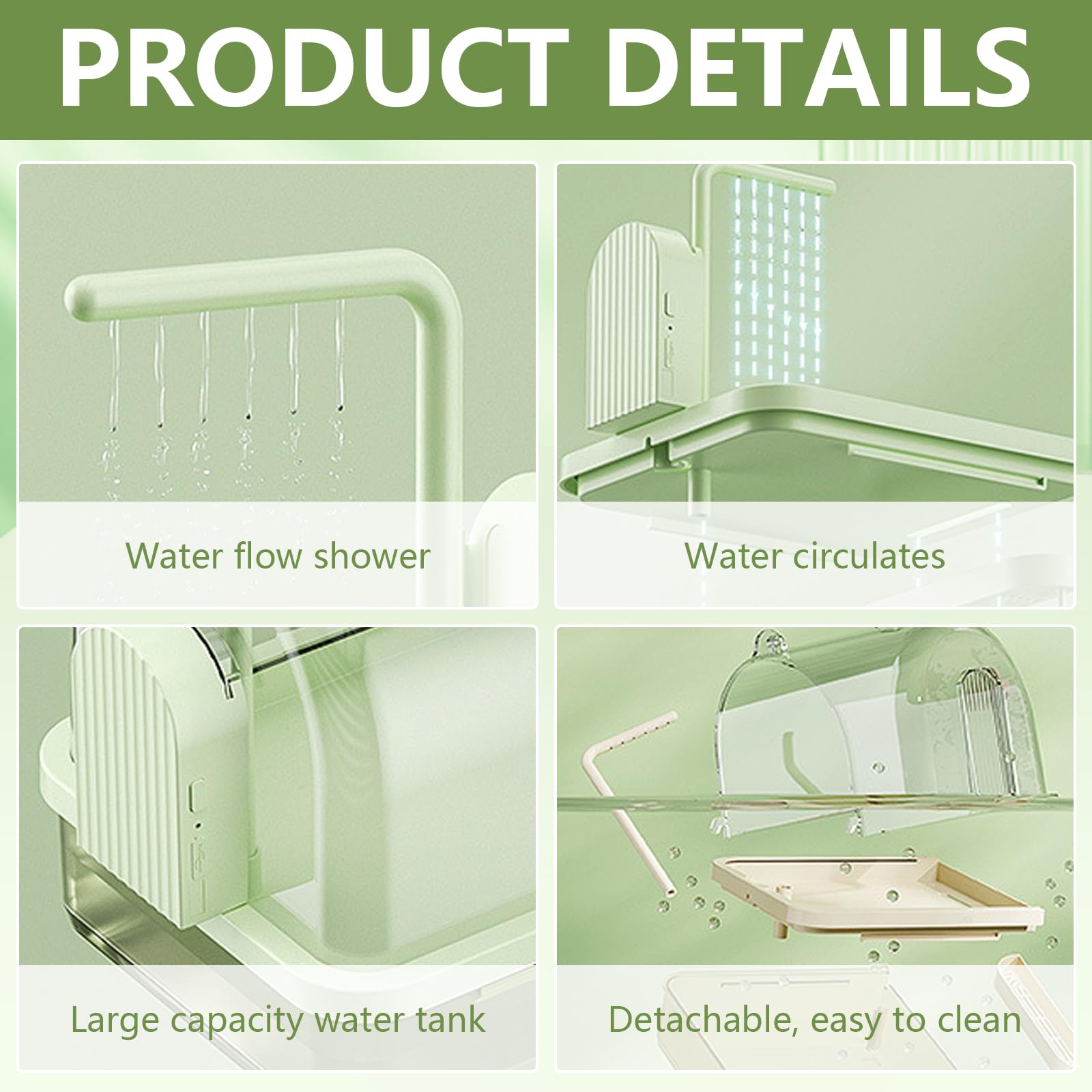 Baño para Pájaros, Colgable para Bañera de Pájaros Ducha Accesorio de Jaula para Pájaros con Ganchos Baño Automático para Pájaros para Pájaros Pequeños Pinzón Canario