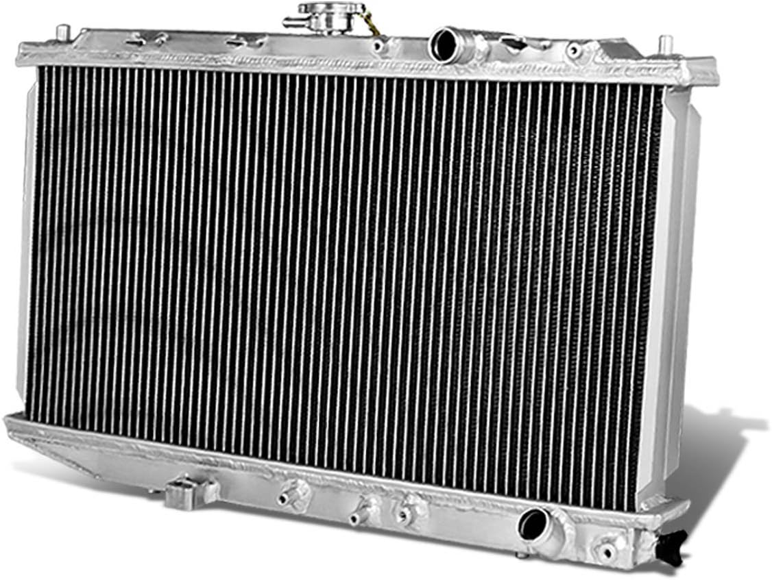 DNA MOTORING RA-HCRX-2 2-Row Full Aluminum Radiator Compatible with 88-91 Civic MT CRX 1.5, Metallic