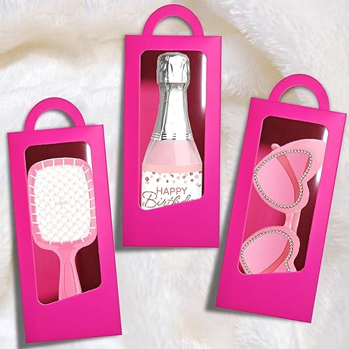 Miniatura 9 de 24 cajas de regalo de fiesta de color rosa intenso, muñeca de los años 90, regalo de cumpleaños para niñas, caja de dulces con ventana alta para