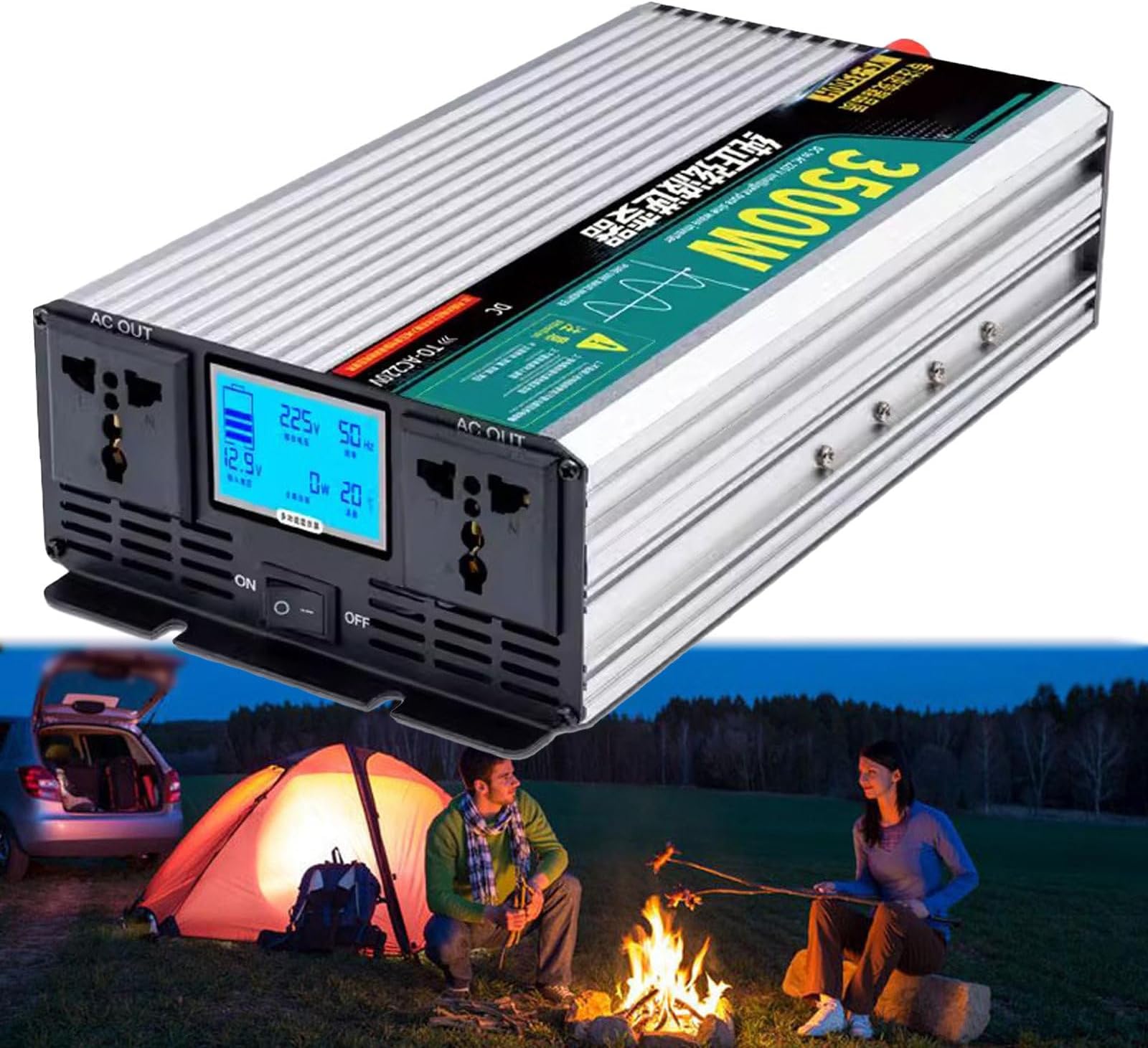 Power Inverter 12V/24V/48V/60V/72V to 100V-220V, Pure Sine Wave Car Inverter, Dual AC Outlets, DC to AC Converter w/Installation Kit Included,3500W-48V