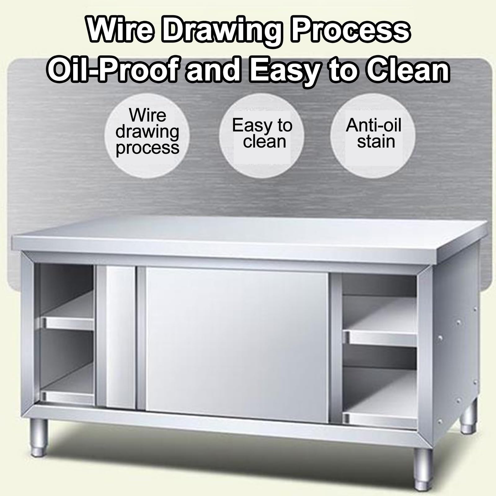 Tavolo di Preparazione in Acciaio Inossidabile, Tavolo Inox in Metallo, Tavolo da Lavoro Commerciale con Alzatina e Ripiano Inferiore for Cucina Ristorante (Size : L80cm W60cm H80cm)