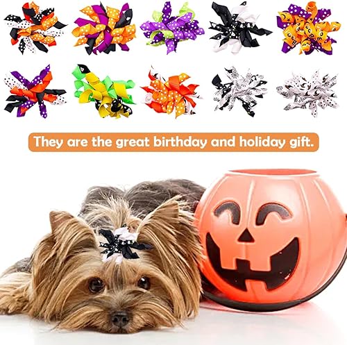 Miniatura 4 de PET SHOW 20 unids10 pares de lazos para el pelo de perro rizado con bandas de goma para perros pequeños y medianos en espiral, remolinos en espiral