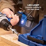 Kreg 20V Perceuse compacte de 1/2" d'Ionic Drive 20V Chargeur d'ions bleus & 2Ah Pile Pack - Perceuse professionnelle sans fil avec conception compacte - pour le travail du bois & Tous les jours DIY Demandes - KPTBDR050A