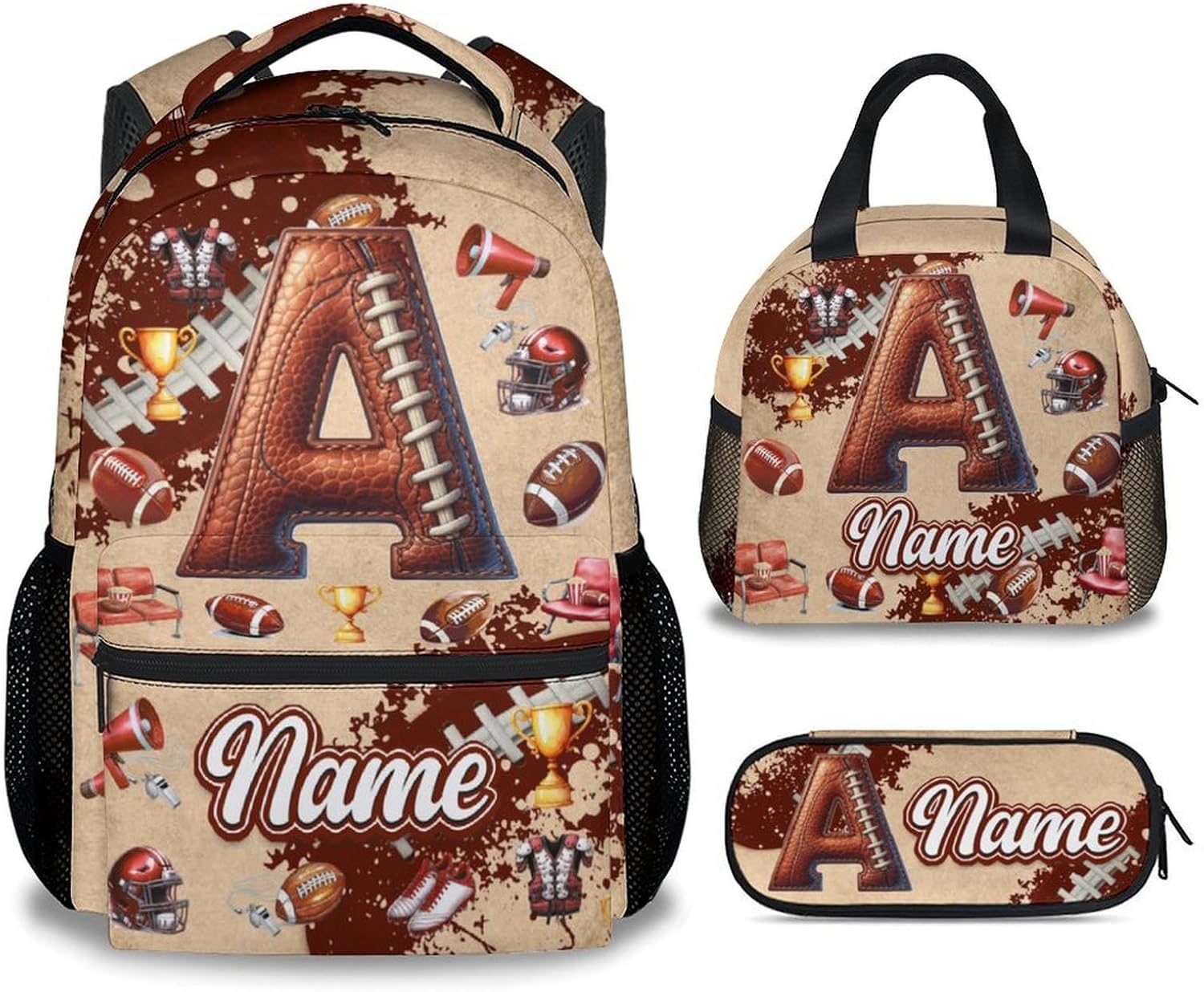 Boys Dinosaur Backpack for School Personalized Kids Bookbag with Lunch Box and Pencil Case - Custom Toddler Initial School Bag for Primary Elementary Back to School Gifts (17 Inch)
